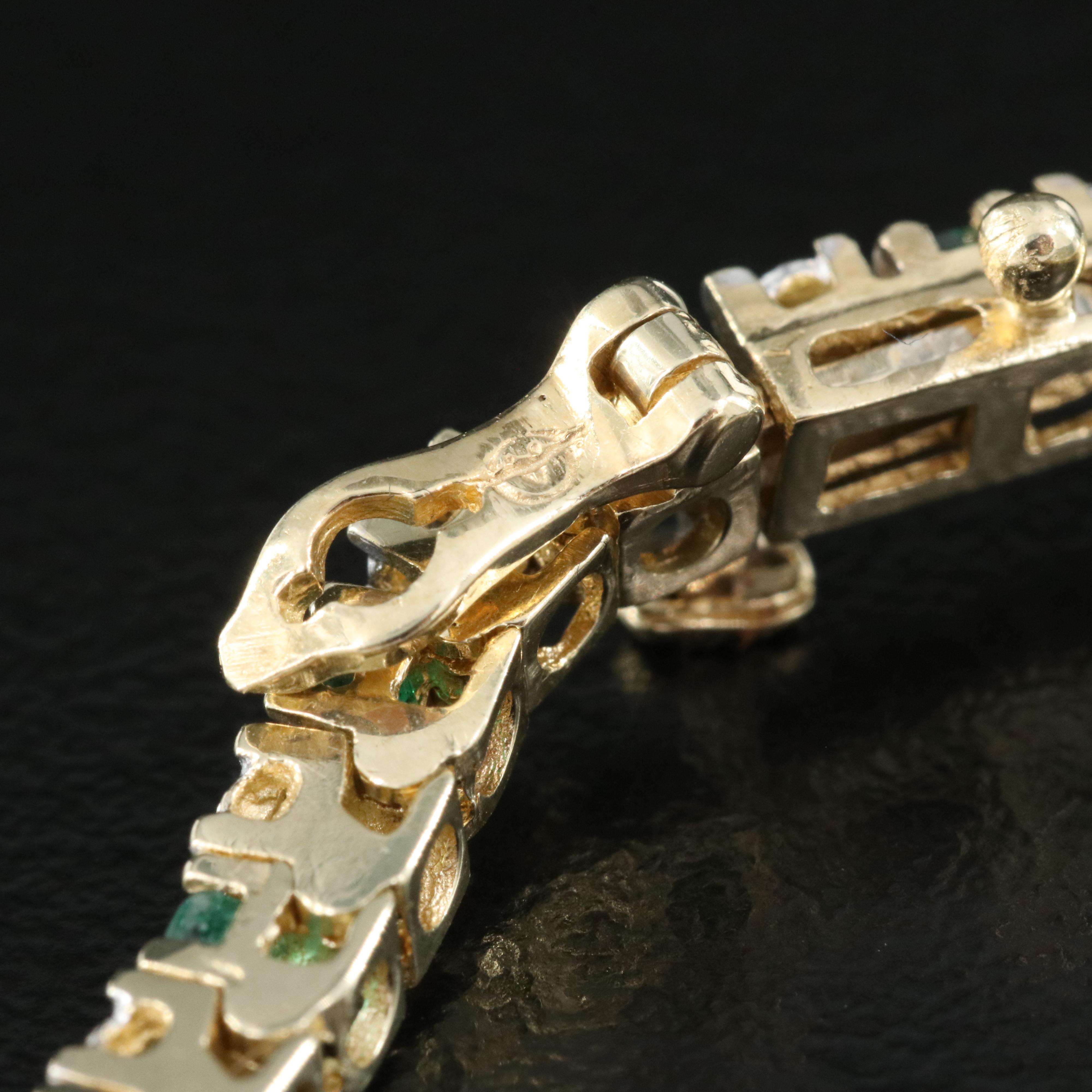 14K Emerald and Diamond Line Bracelet