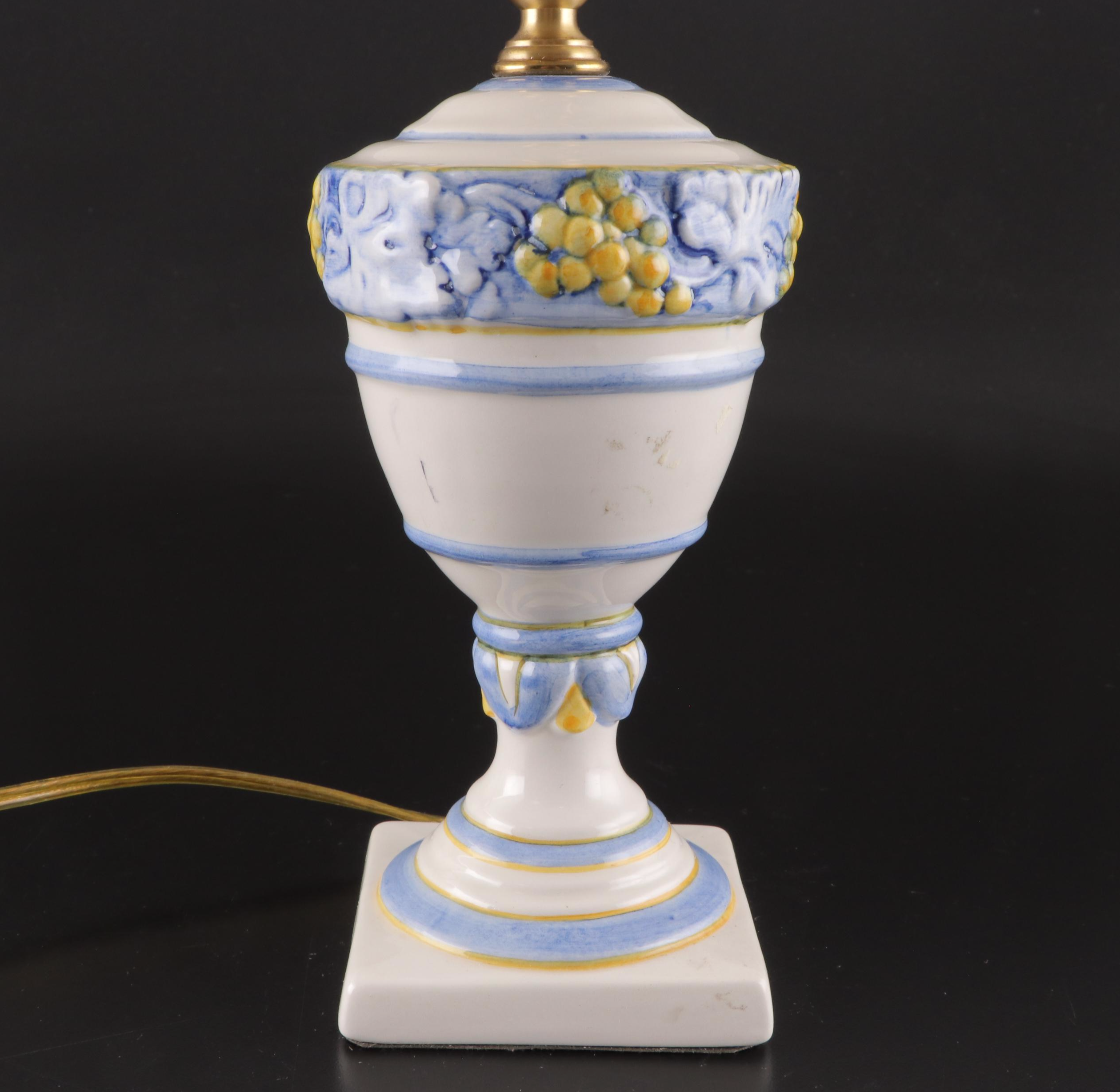 Italian Faience Ceramic Table Lamp, Late 20th Century