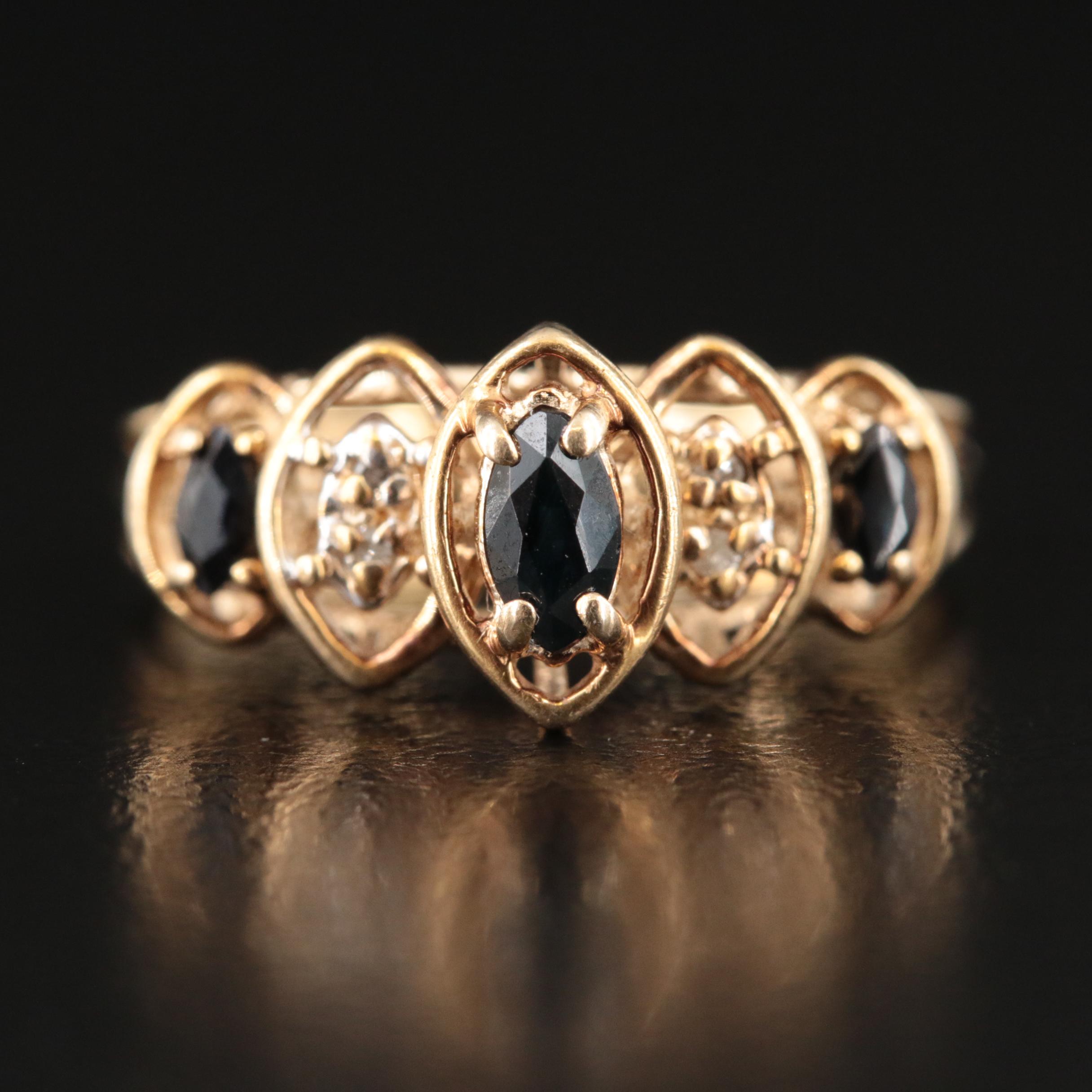 10K Sapphire and Diamond Ring