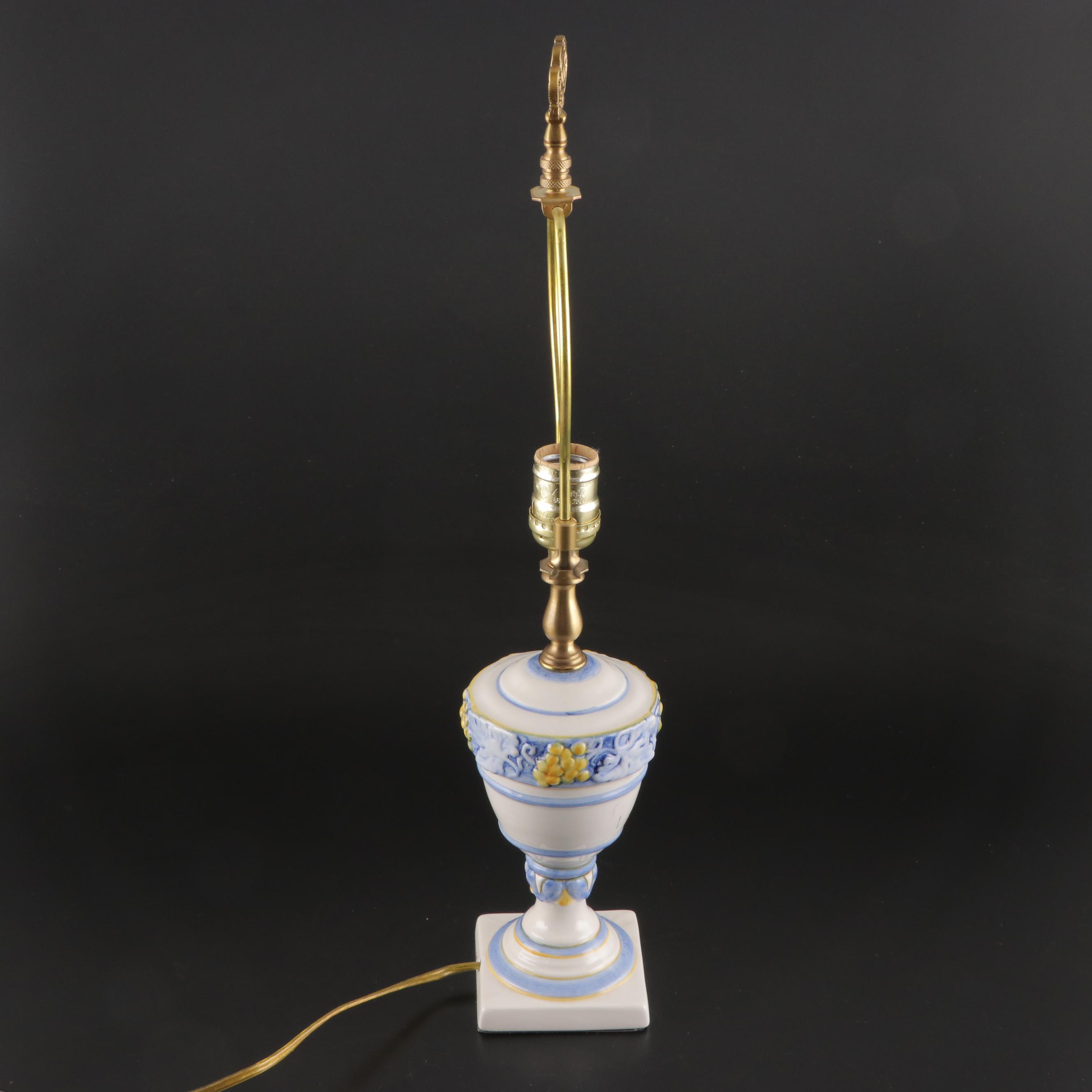 Italian Faience Ceramic Table Lamp, Late 20th Century