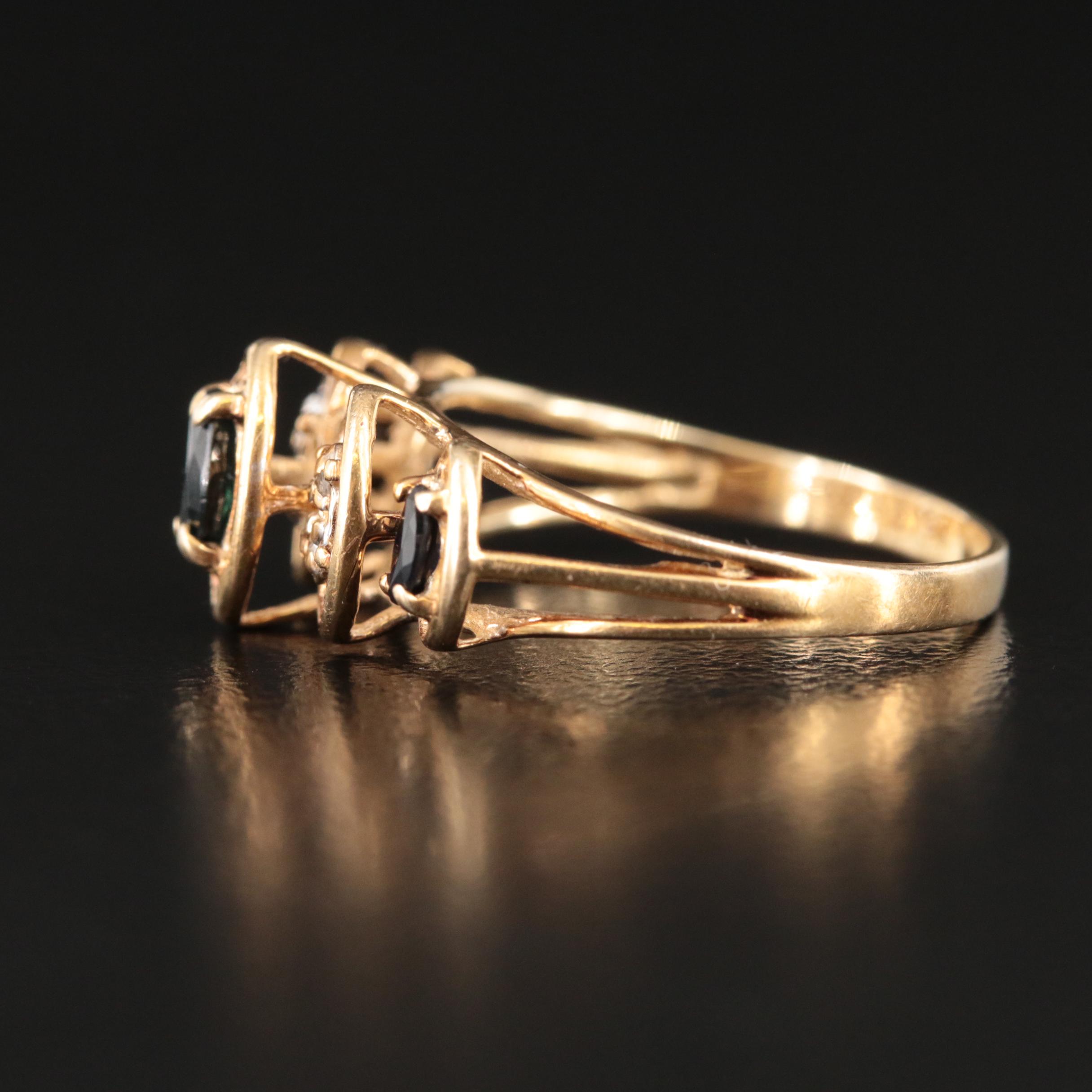 10K Sapphire and Diamond Ring