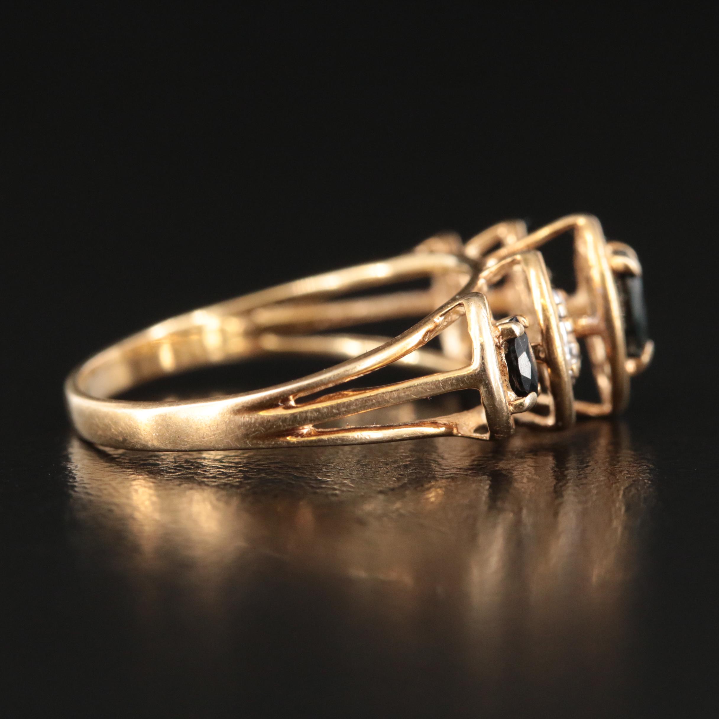 10K Sapphire and Diamond Ring
