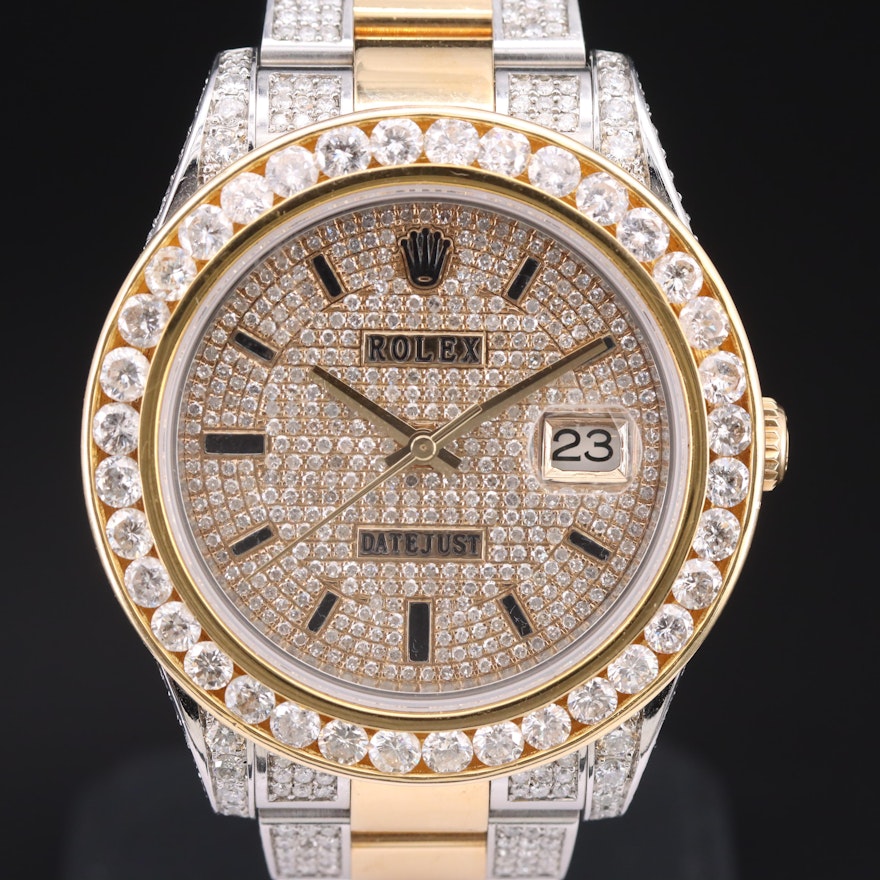 Rolex Datejust II 11.12 CTW Custom Diamond Wristwatch