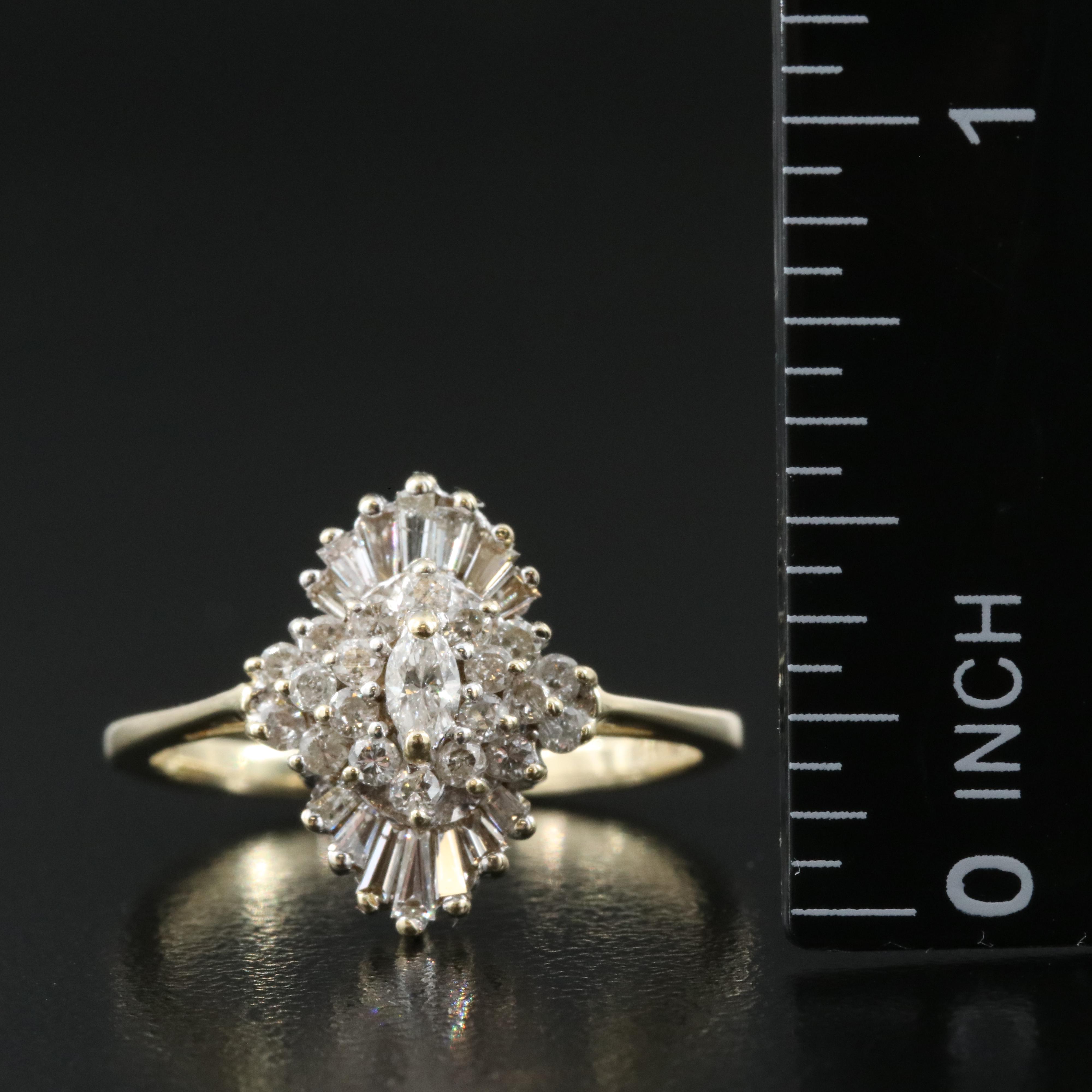 14K 0.72 CTW Diamond Cluster Ring