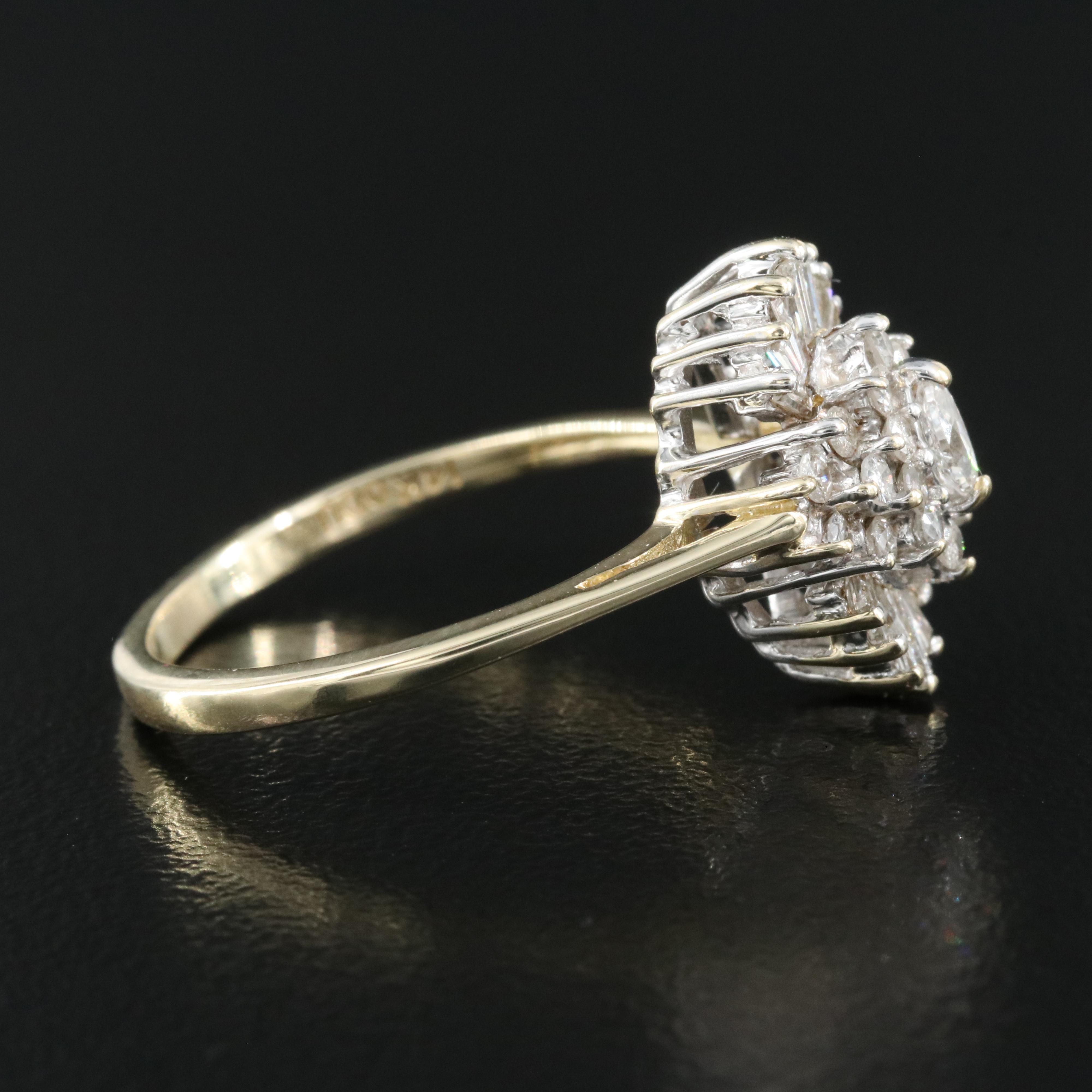 14K 0.72 CTW Diamond Cluster Ring