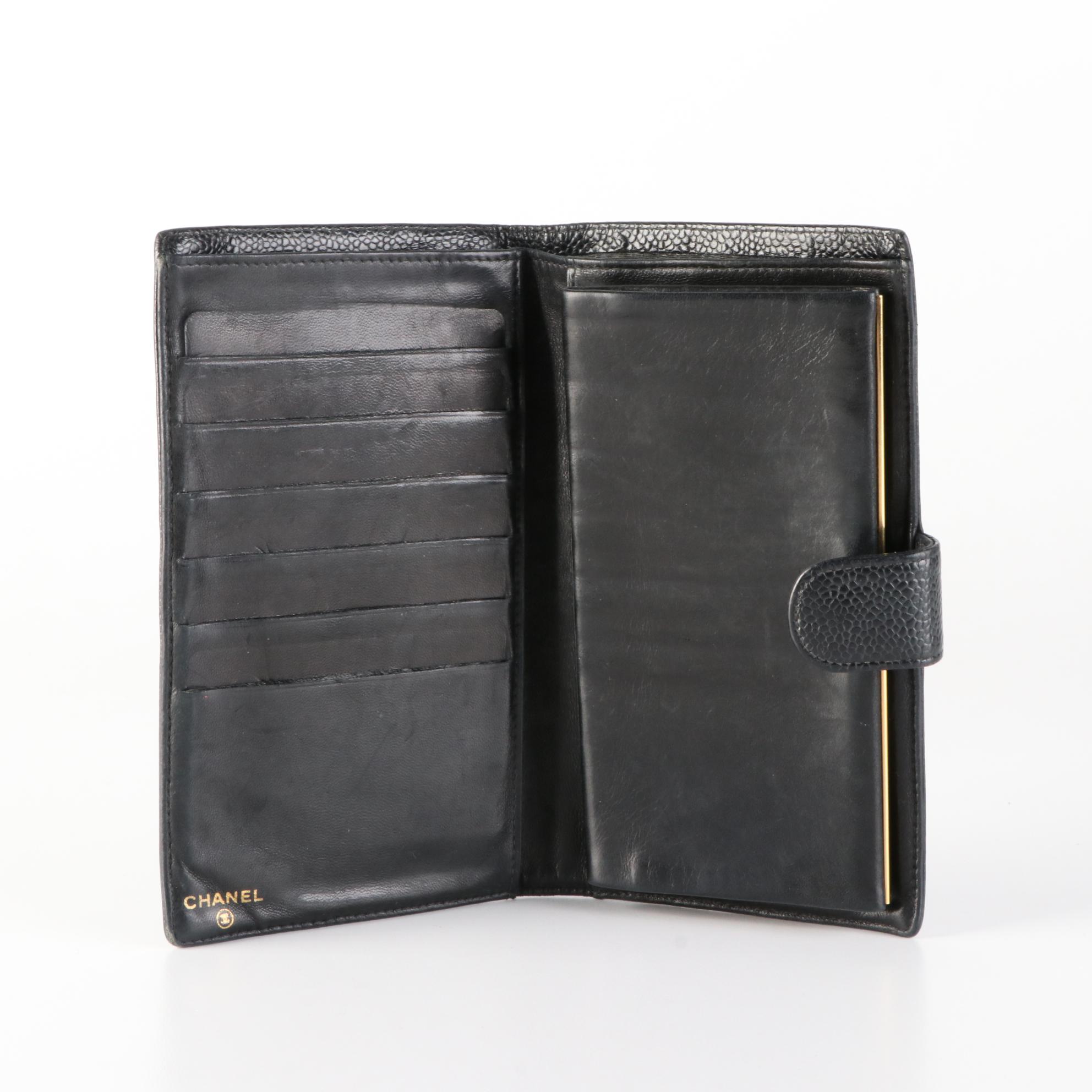 Chanel CC Long Wallet in Black Caviar Leather