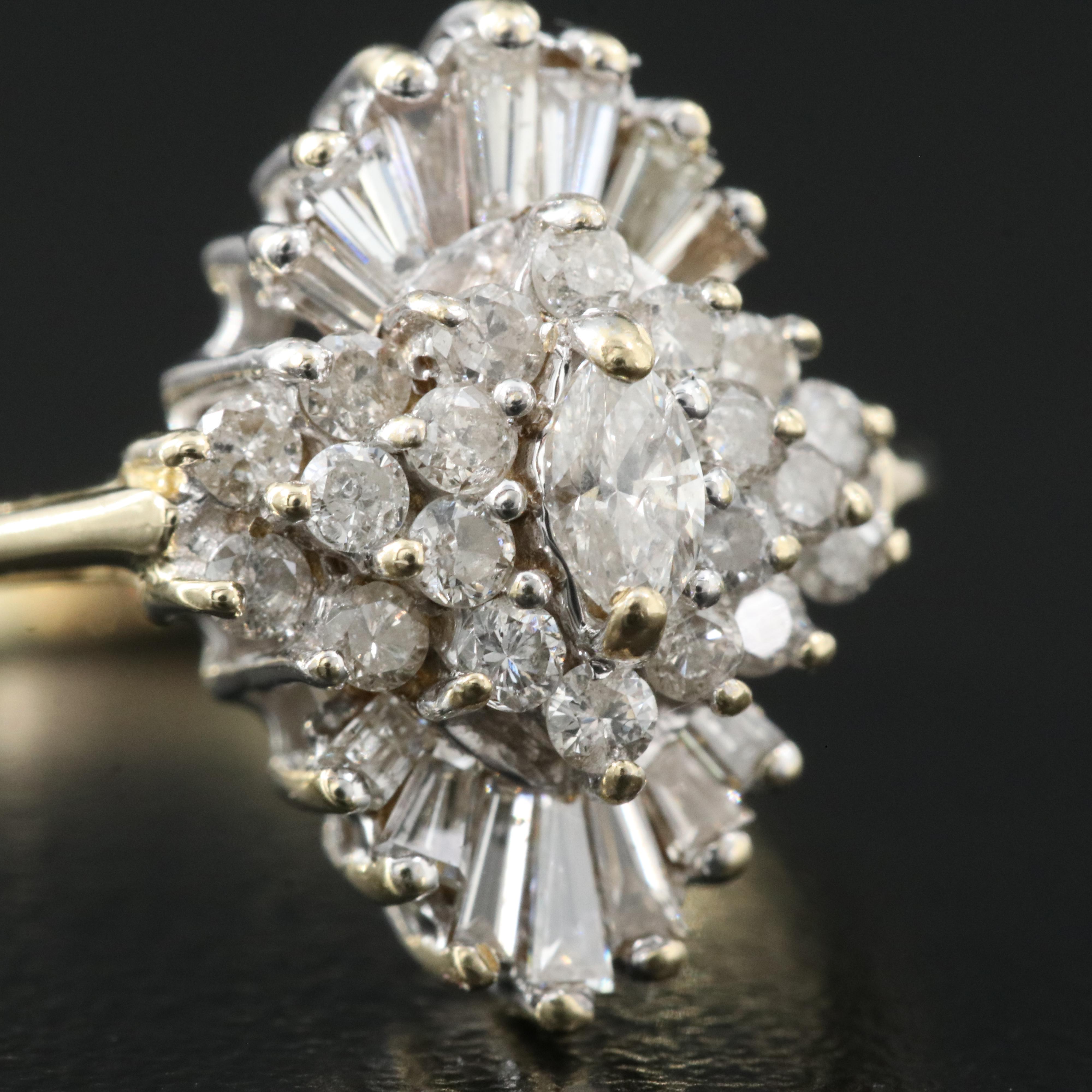 14K 0.72 CTW Diamond Cluster Ring