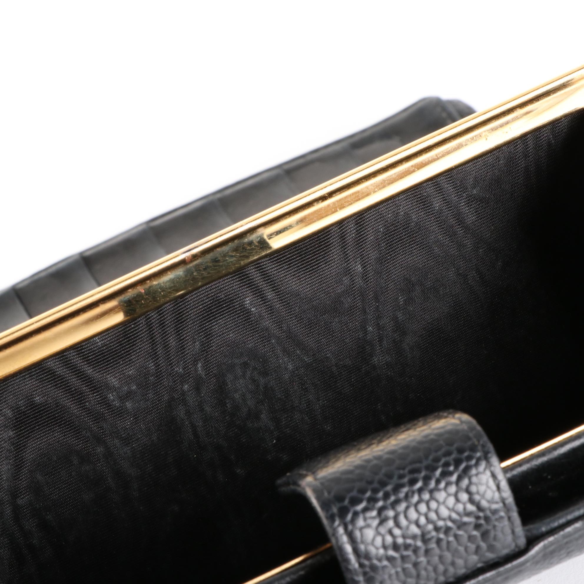 Chanel CC Long Wallet in Black Caviar Leather