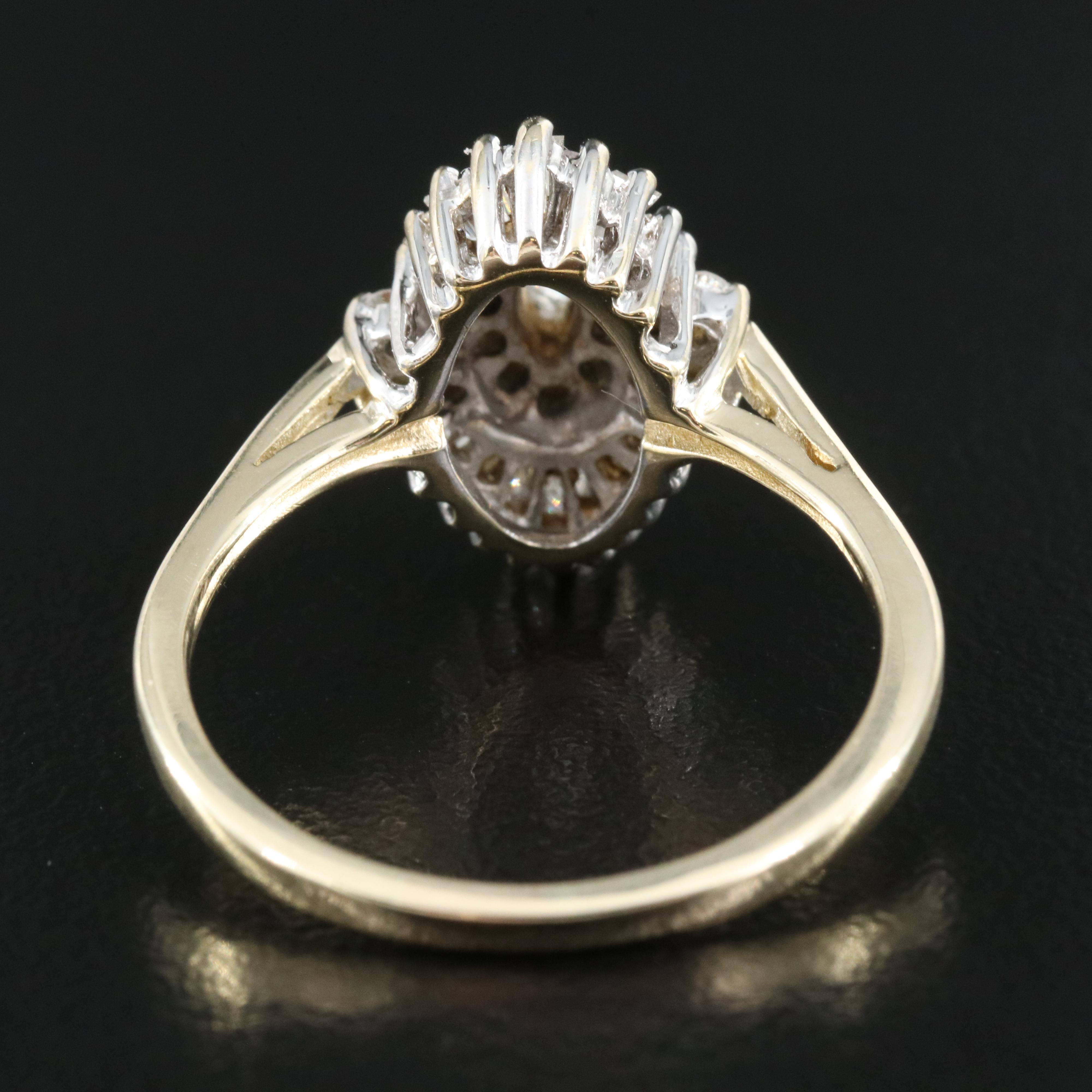 14K 0.72 CTW Diamond Cluster Ring