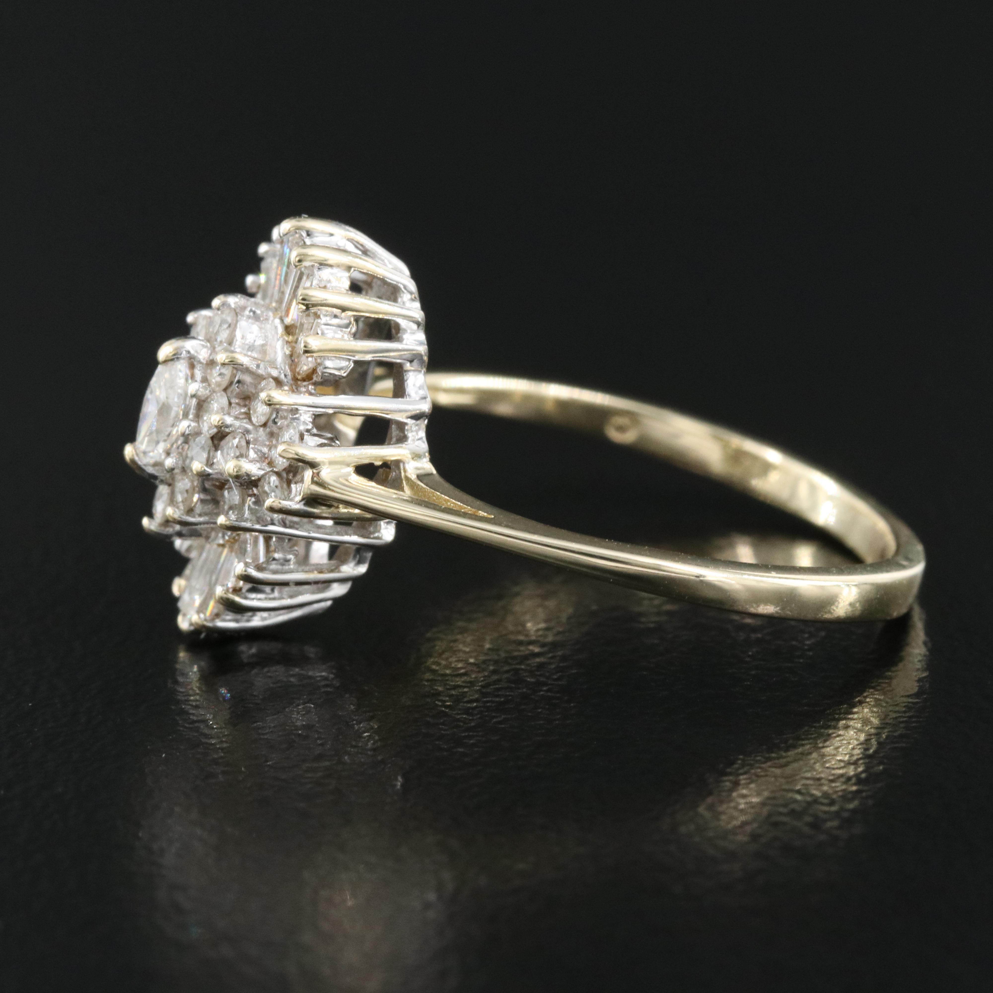 14K 0.72 CTW Diamond Cluster Ring
