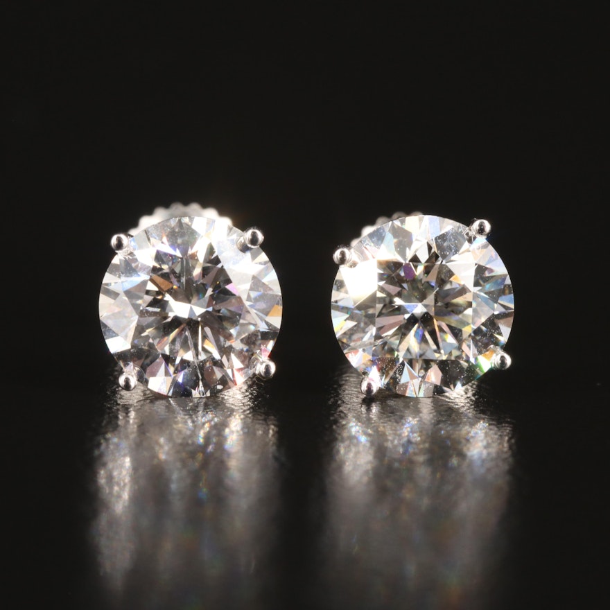 Platinum 4.06 CTW Lab Grown Diamond Stud Earrings