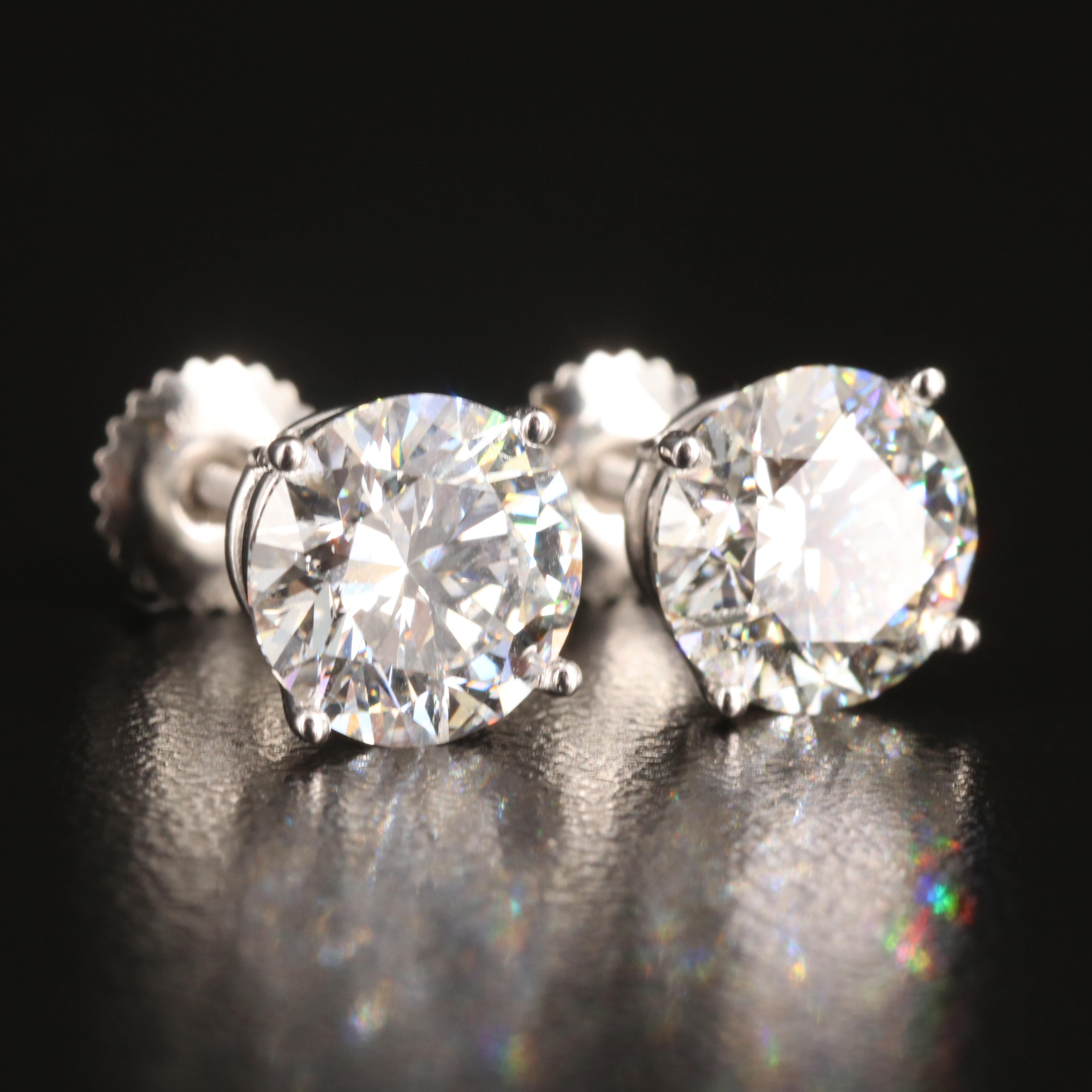Platinum 4.06 CTW Lab Grown Diamond Stud Earrings