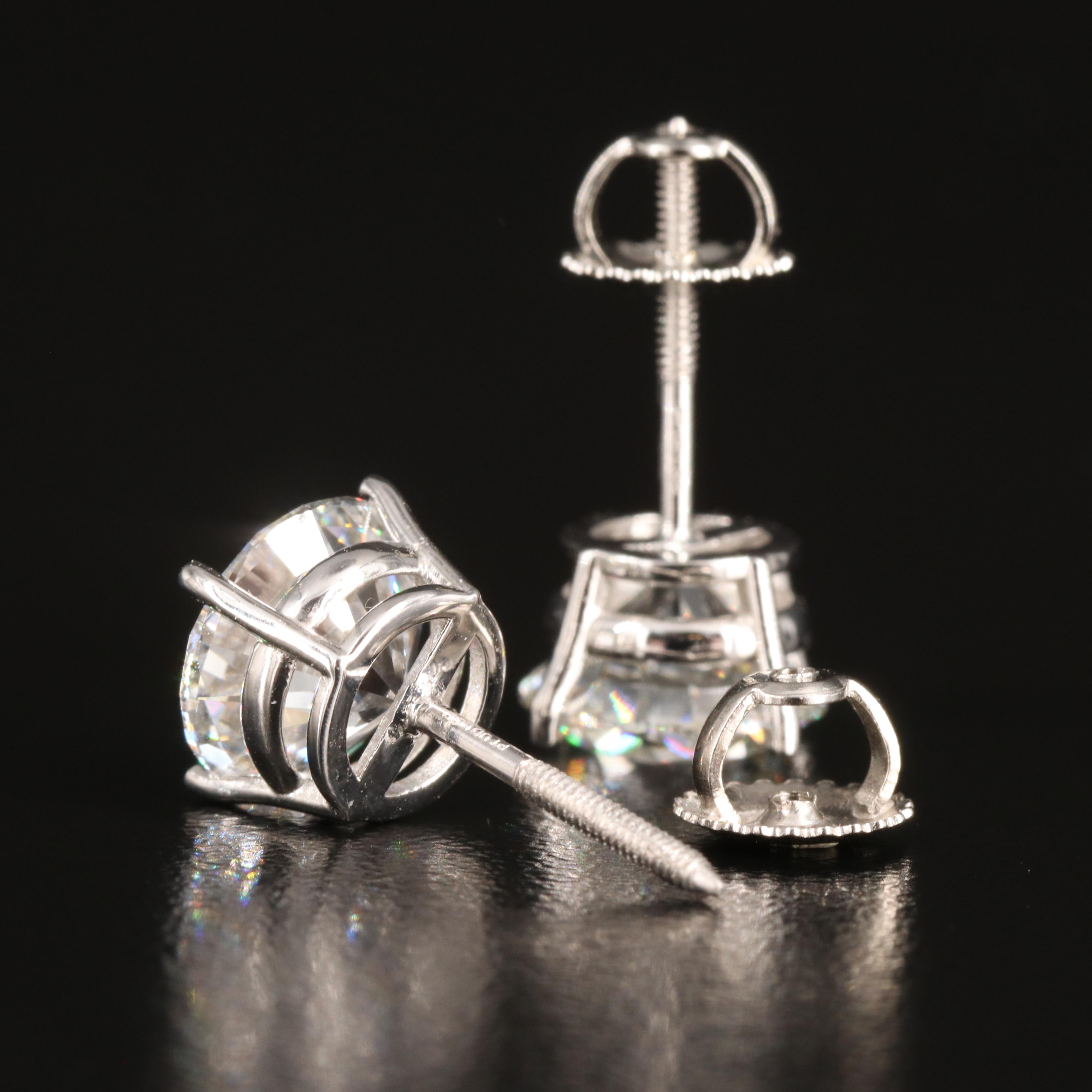 Platinum 4.06 CTW Lab Grown Diamond Stud Earrings
