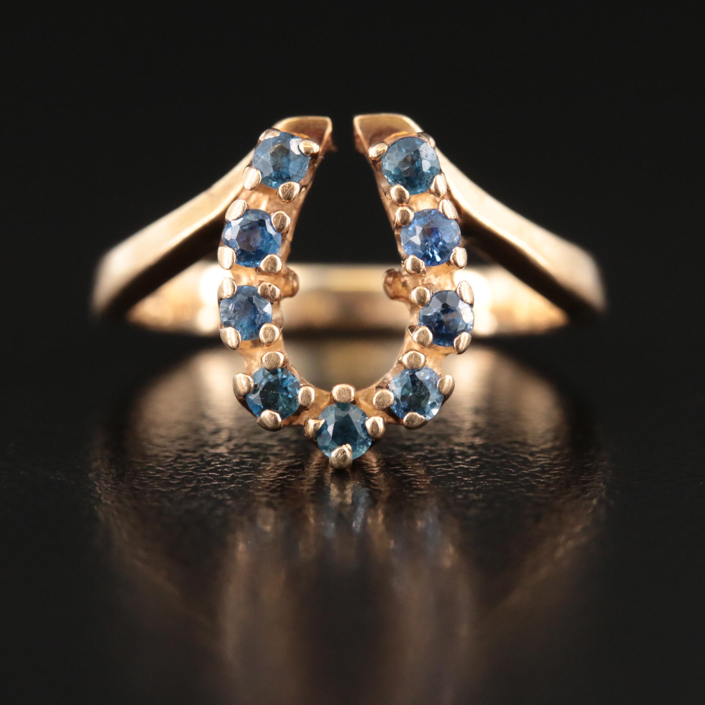 10K Sapphire Horseshoe Ring