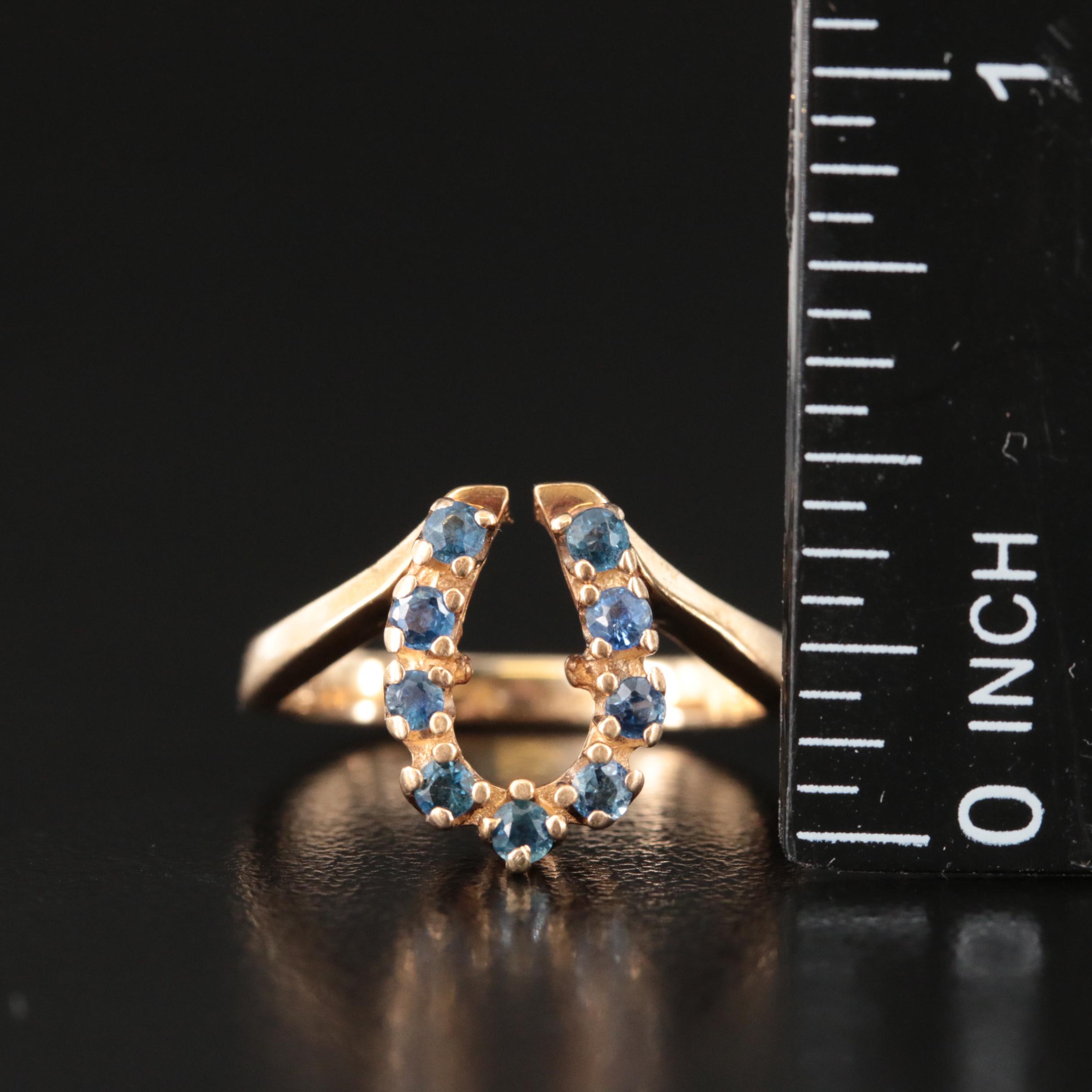 10K Sapphire Horseshoe Ring