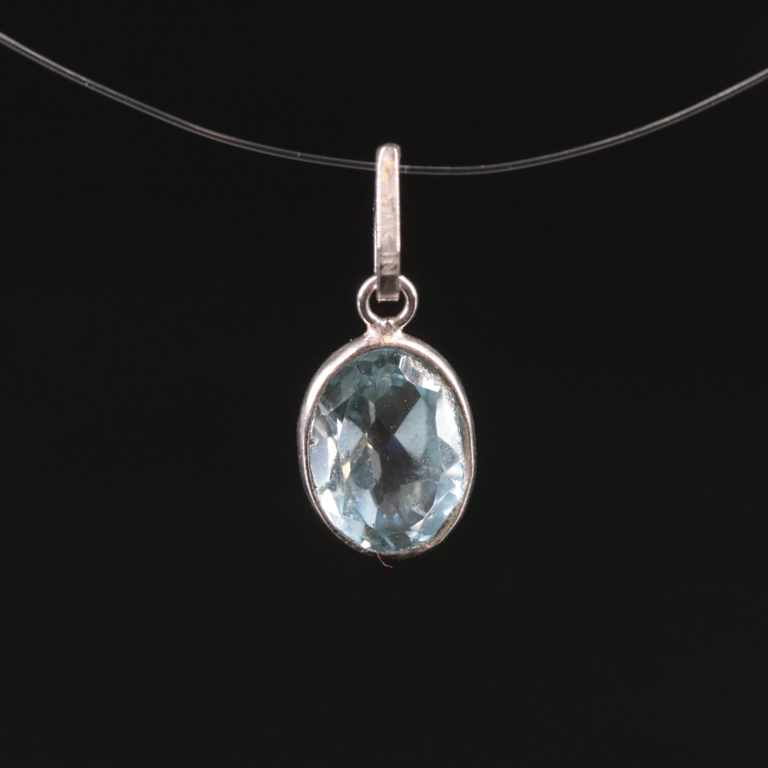 14K Blue Topaz Pendant