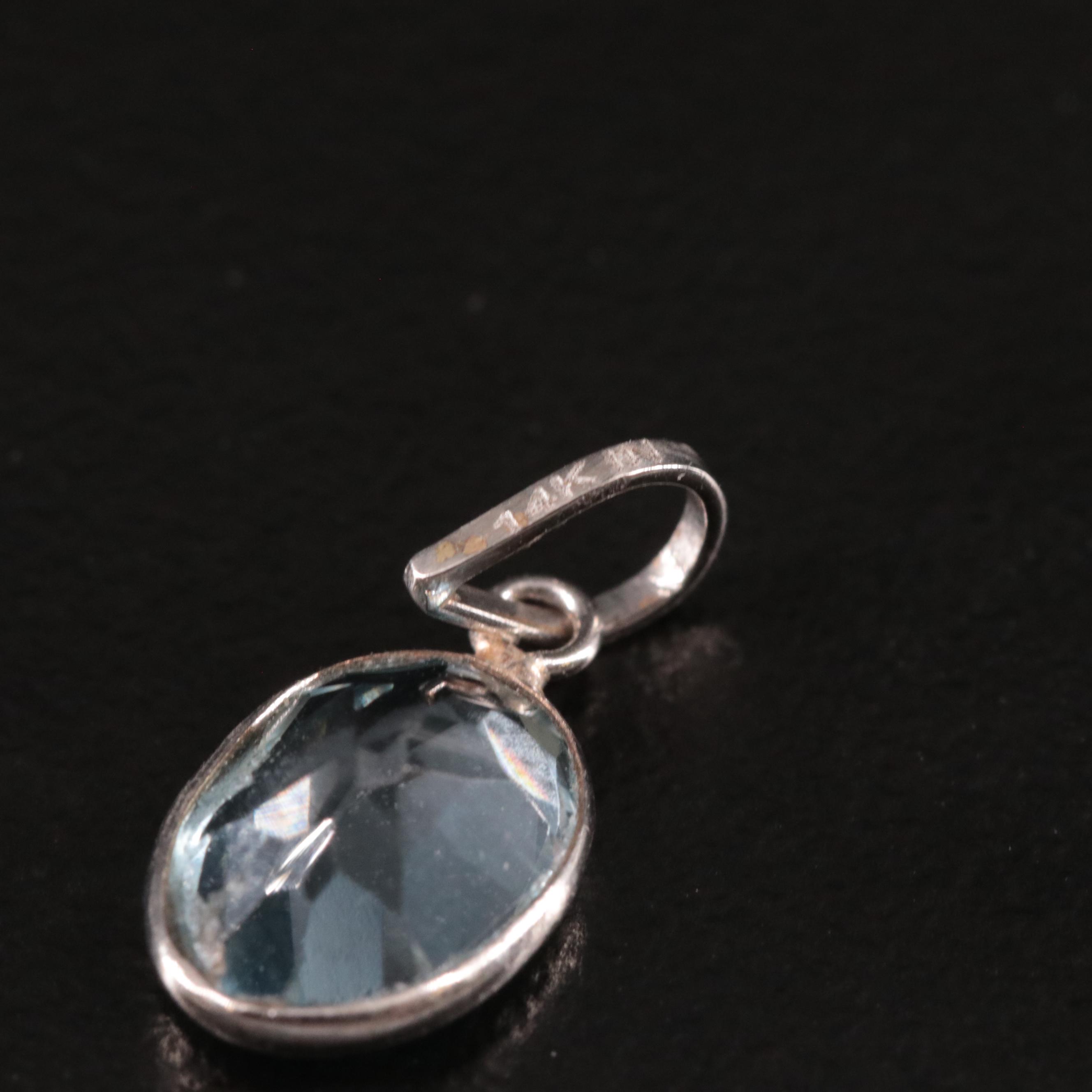 14K Blue Topaz Pendant