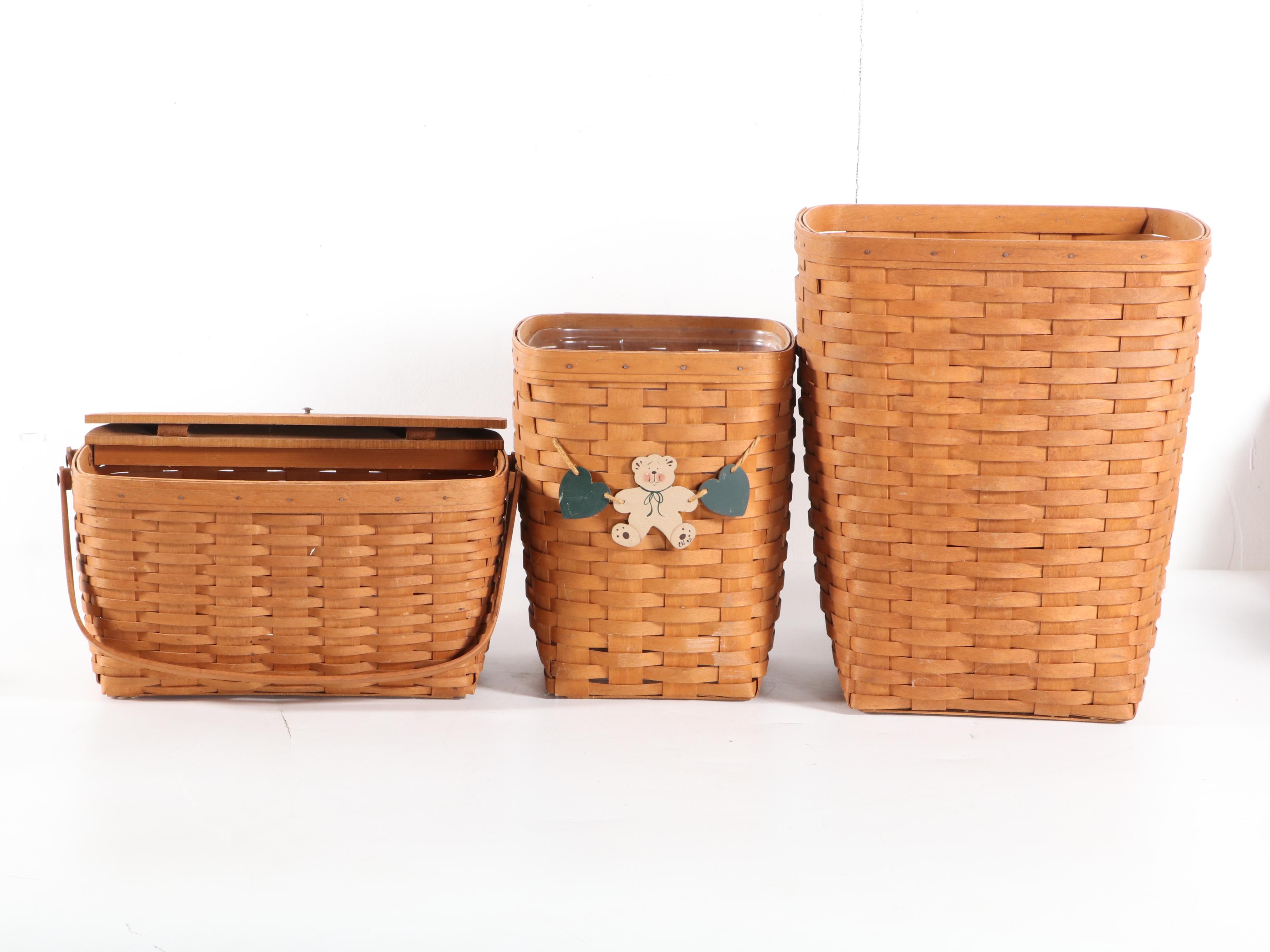 Longaberger Ambrosia Booking Basket with Longaberger and Other Handwoven Baskets