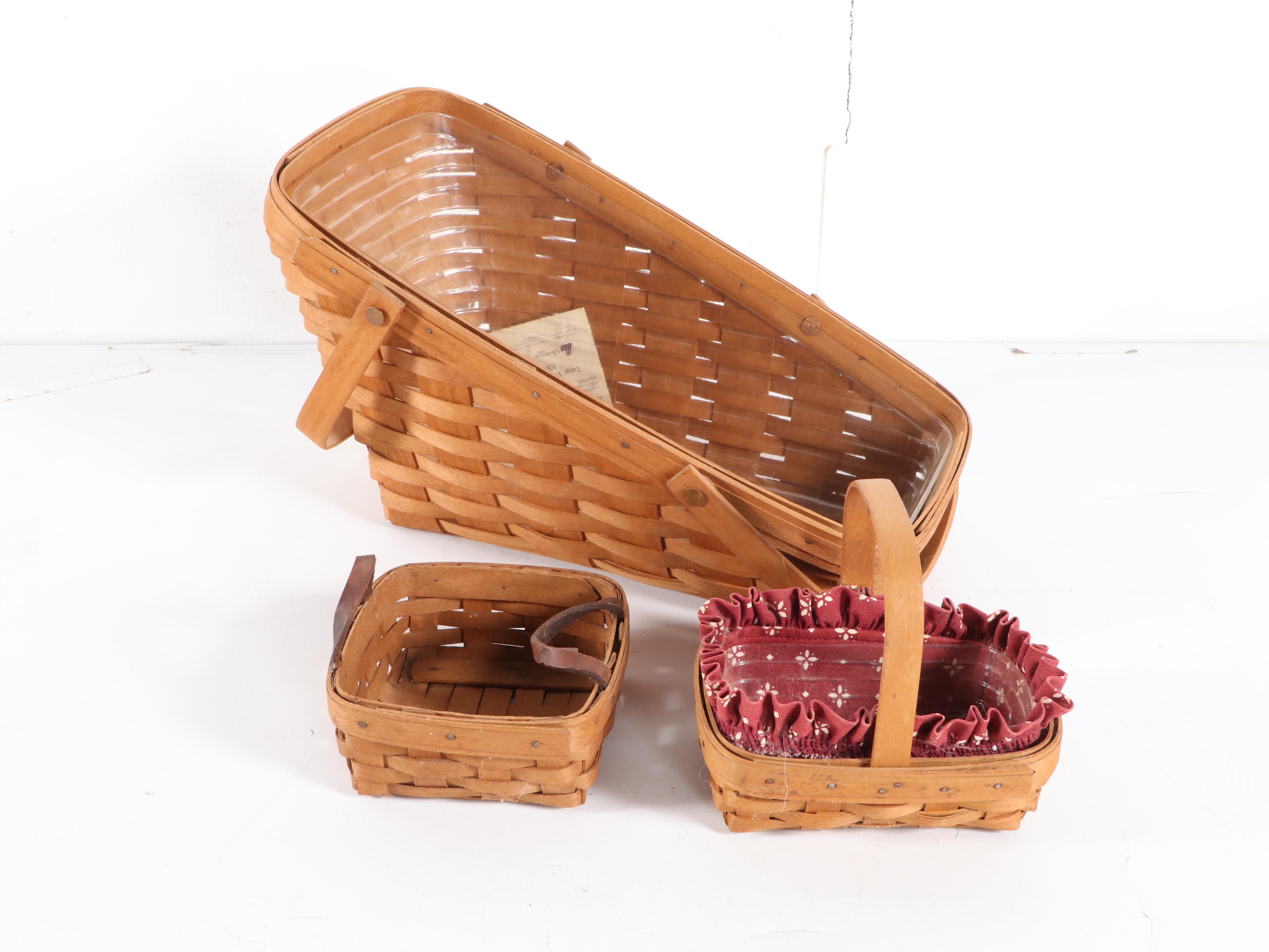 Longaberger Ambrosia Booking Basket with Longaberger and Other Handwoven Baskets