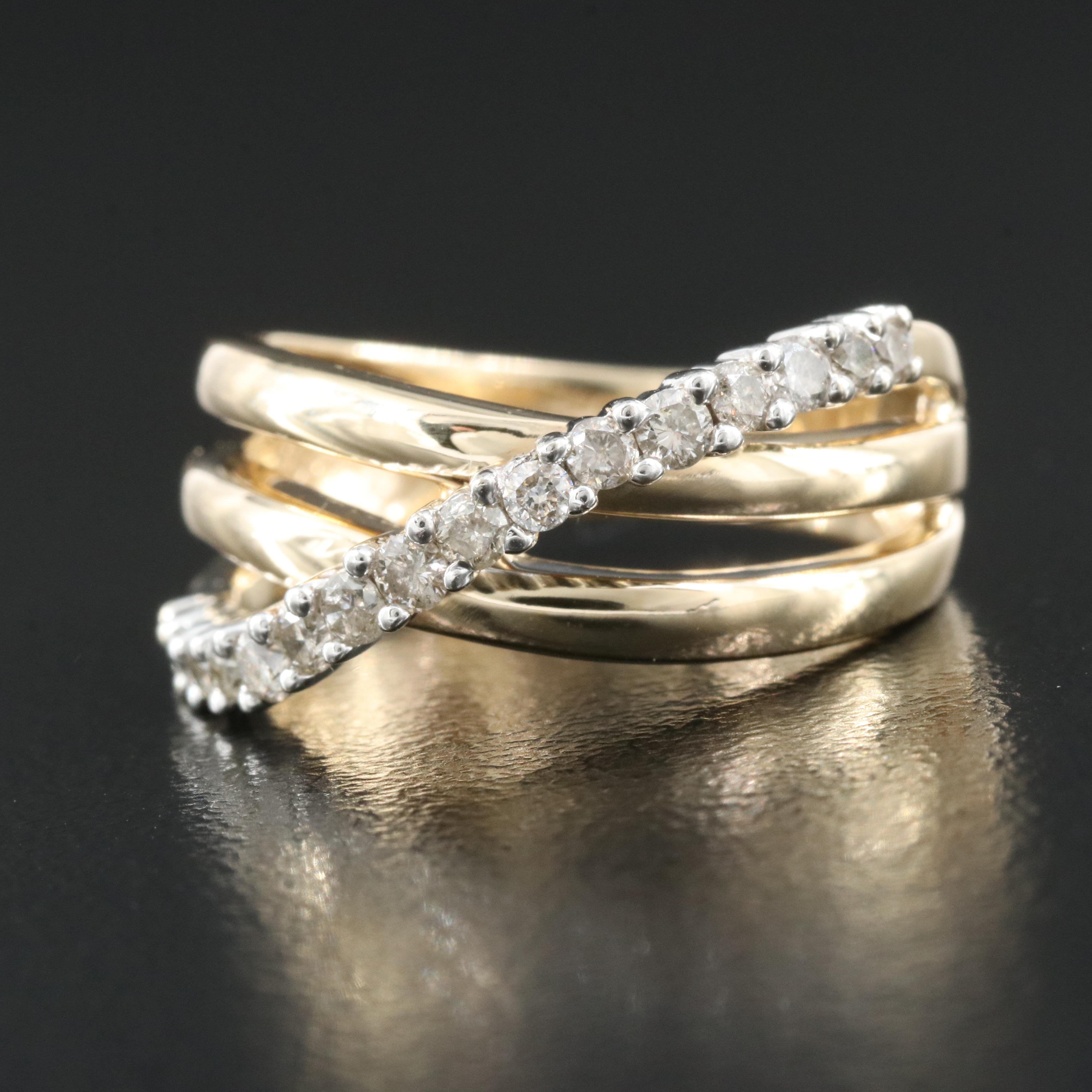 14K 0.32 CTW Diamond Crossover Ring