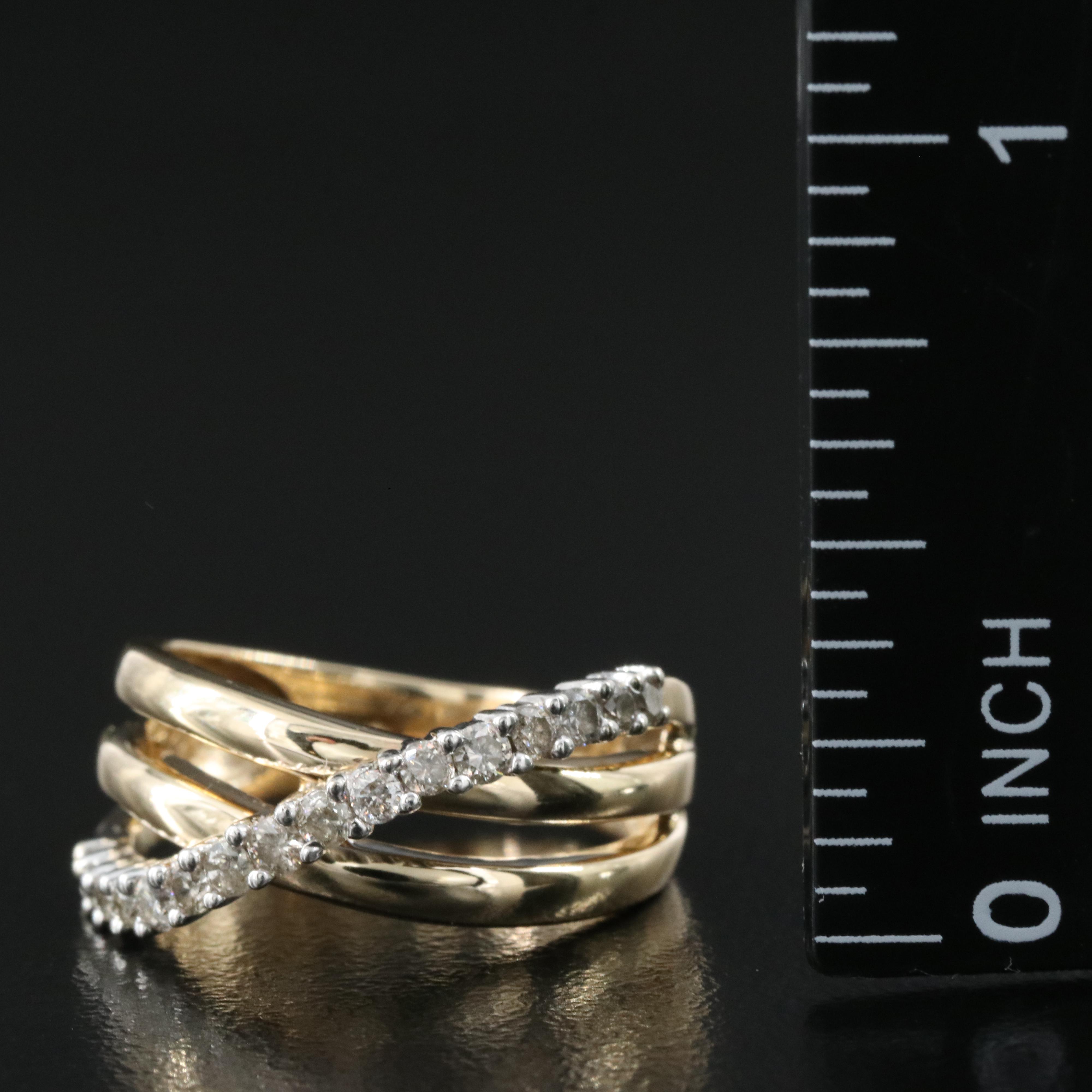 14K 0.32 CTW Diamond Crossover Ring