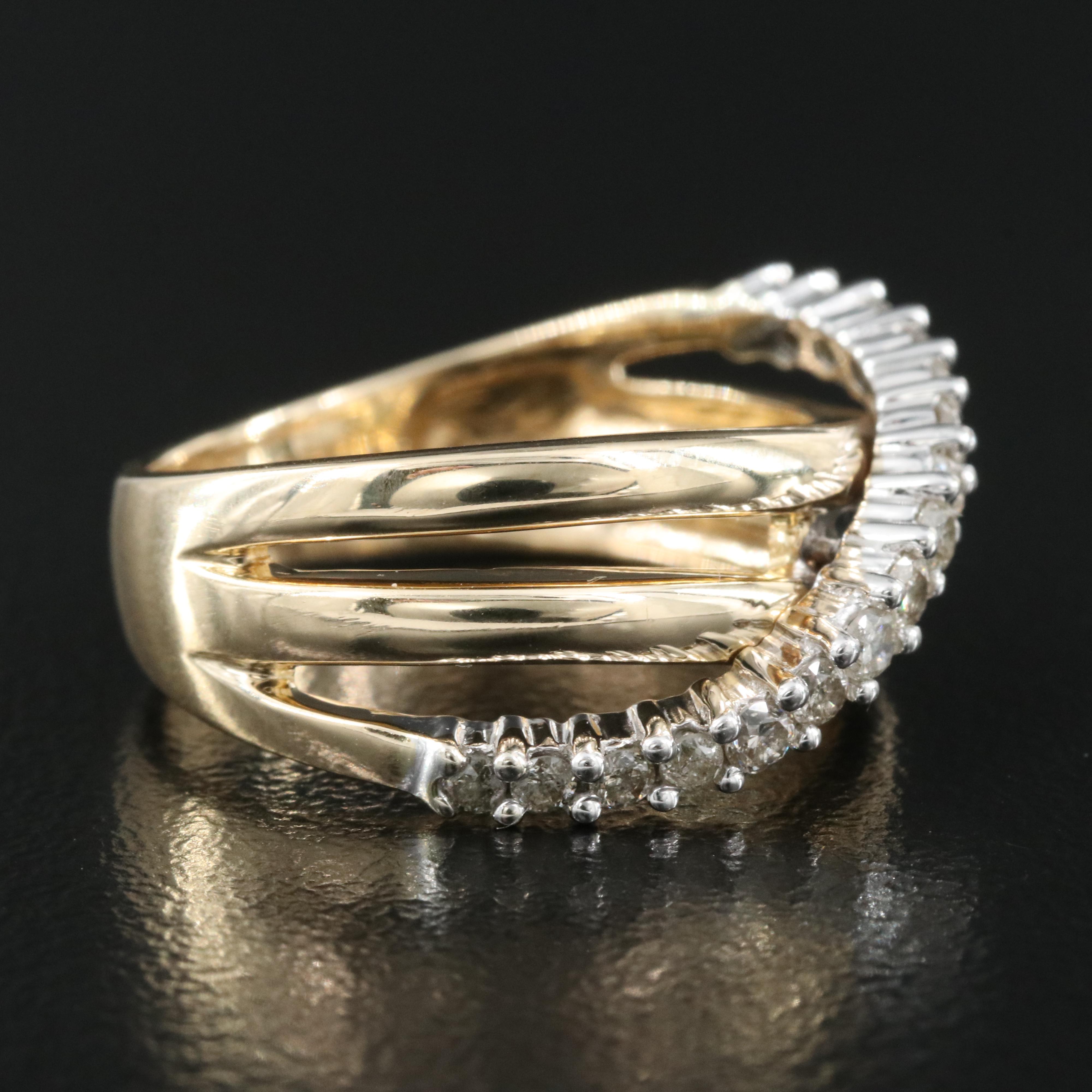 14K 0.32 CTW Diamond Crossover Ring