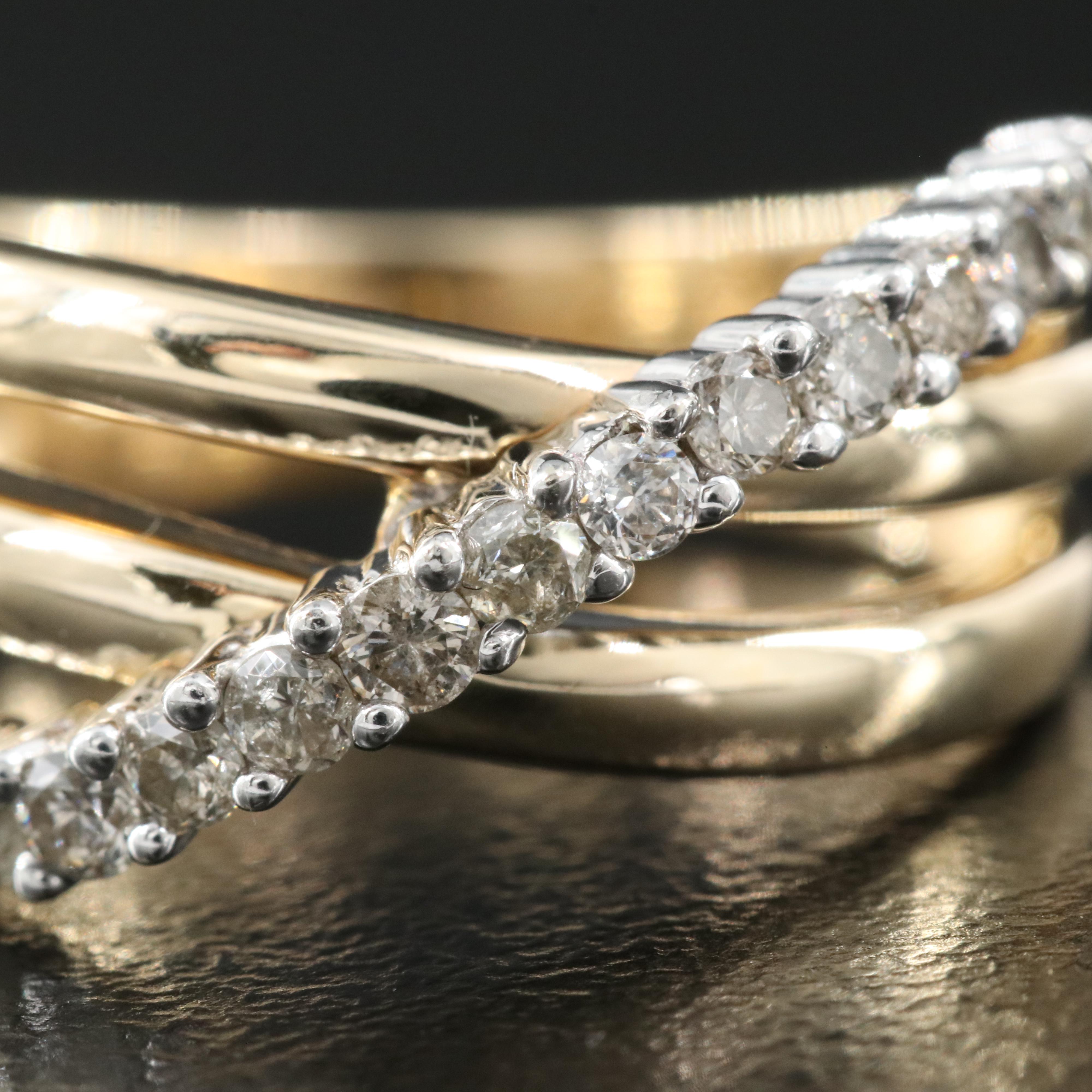 14K 0.32 CTW Diamond Crossover Ring