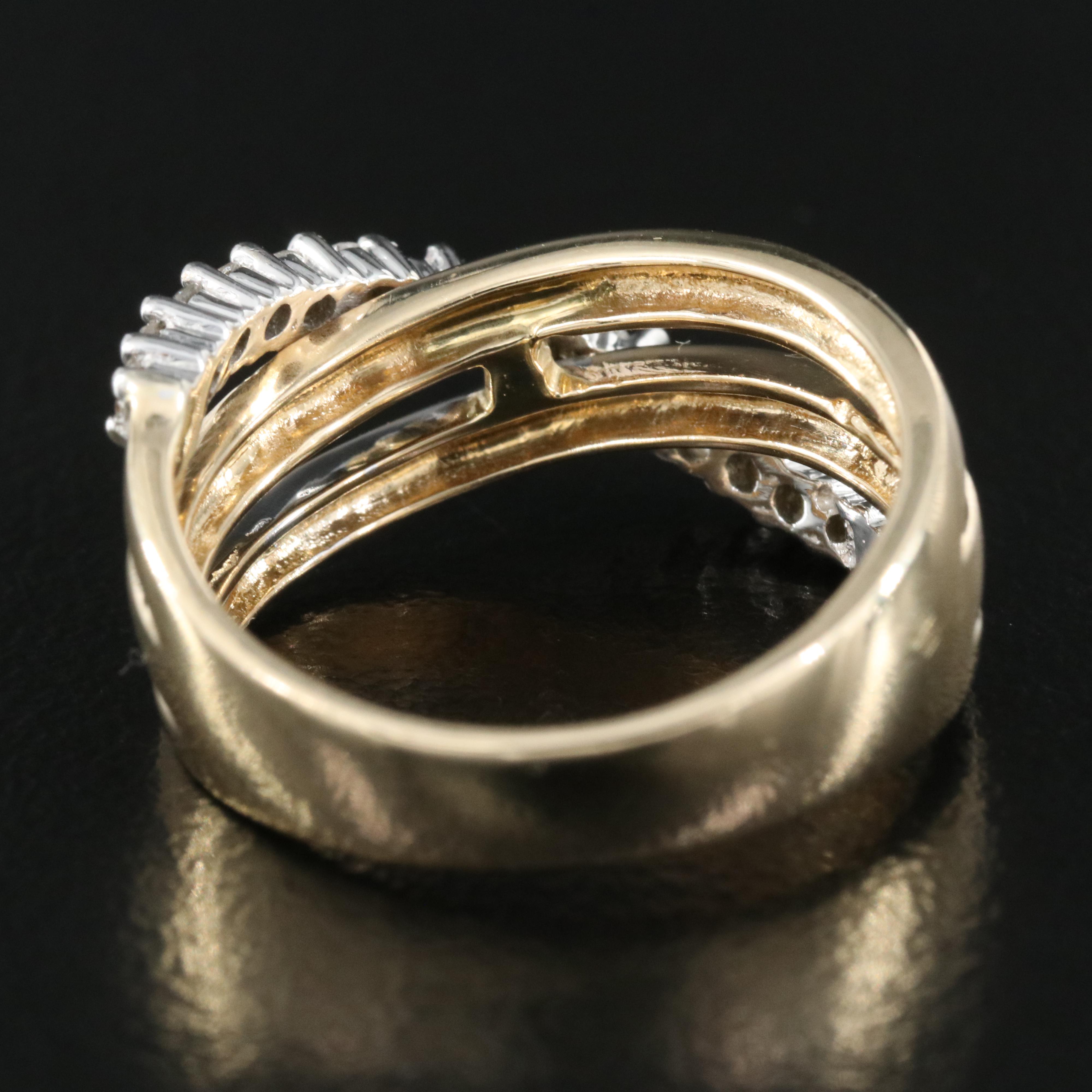 14K 0.32 CTW Diamond Crossover Ring