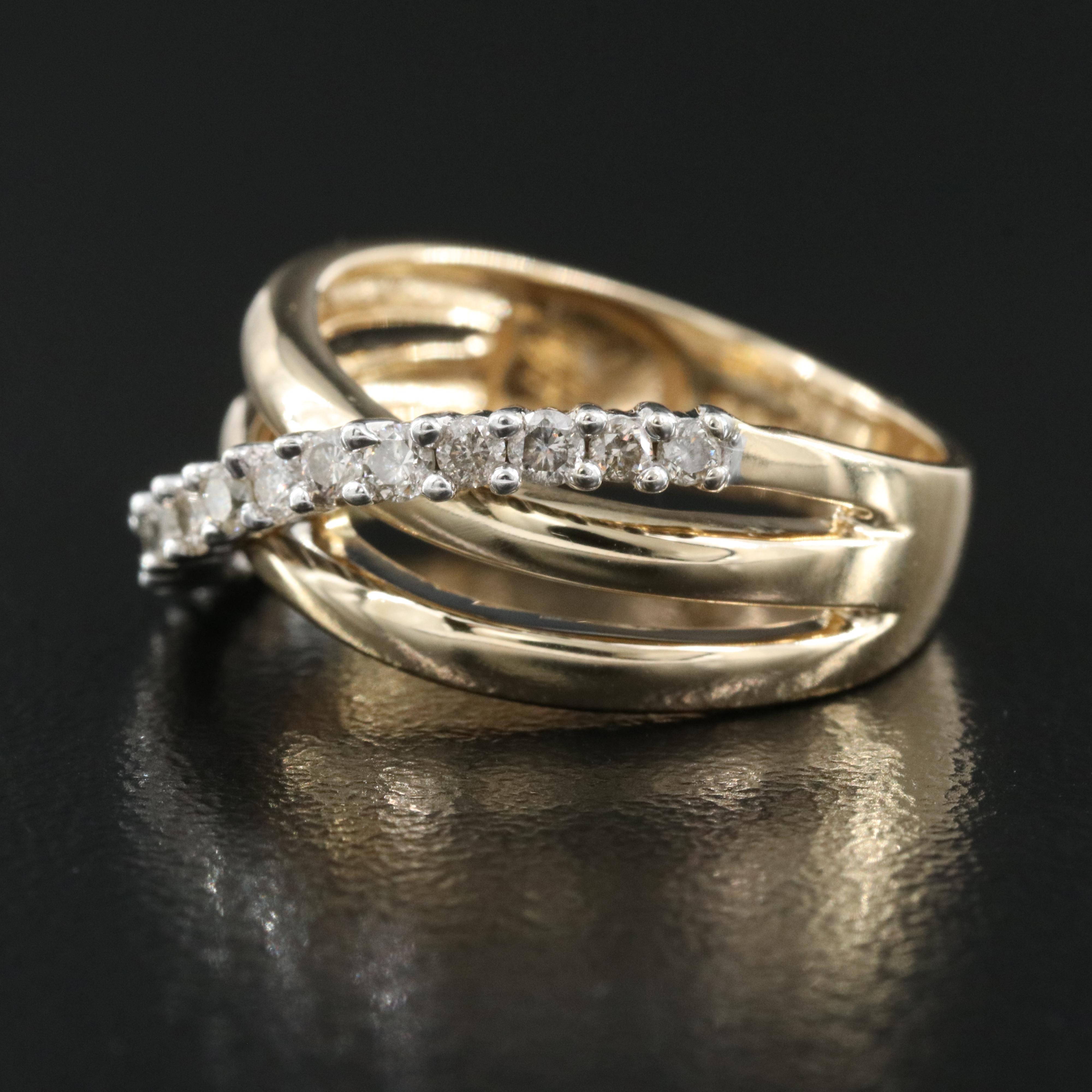 14K 0.32 CTW Diamond Crossover Ring