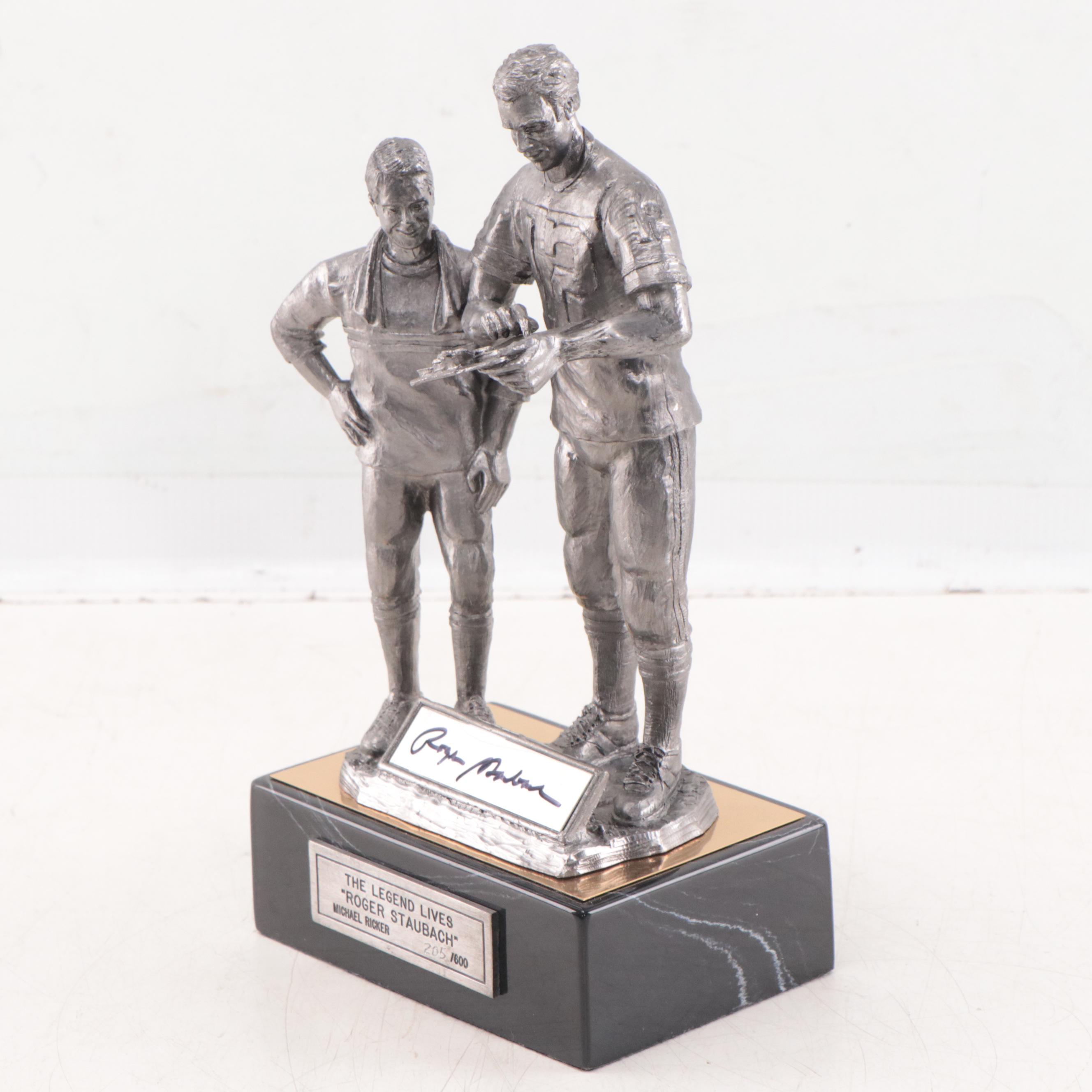 Roger Staubach Signed "The Legend Lives" Pewter Sculpture by Michael Ricker