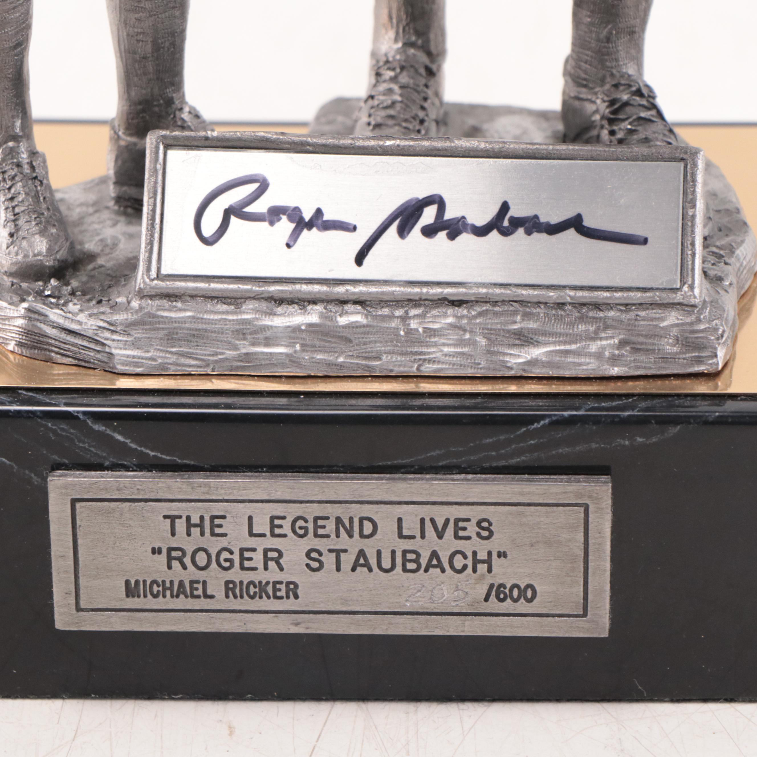 Roger Staubach Signed "The Legend Lives" Pewter Sculpture by Michael Ricker