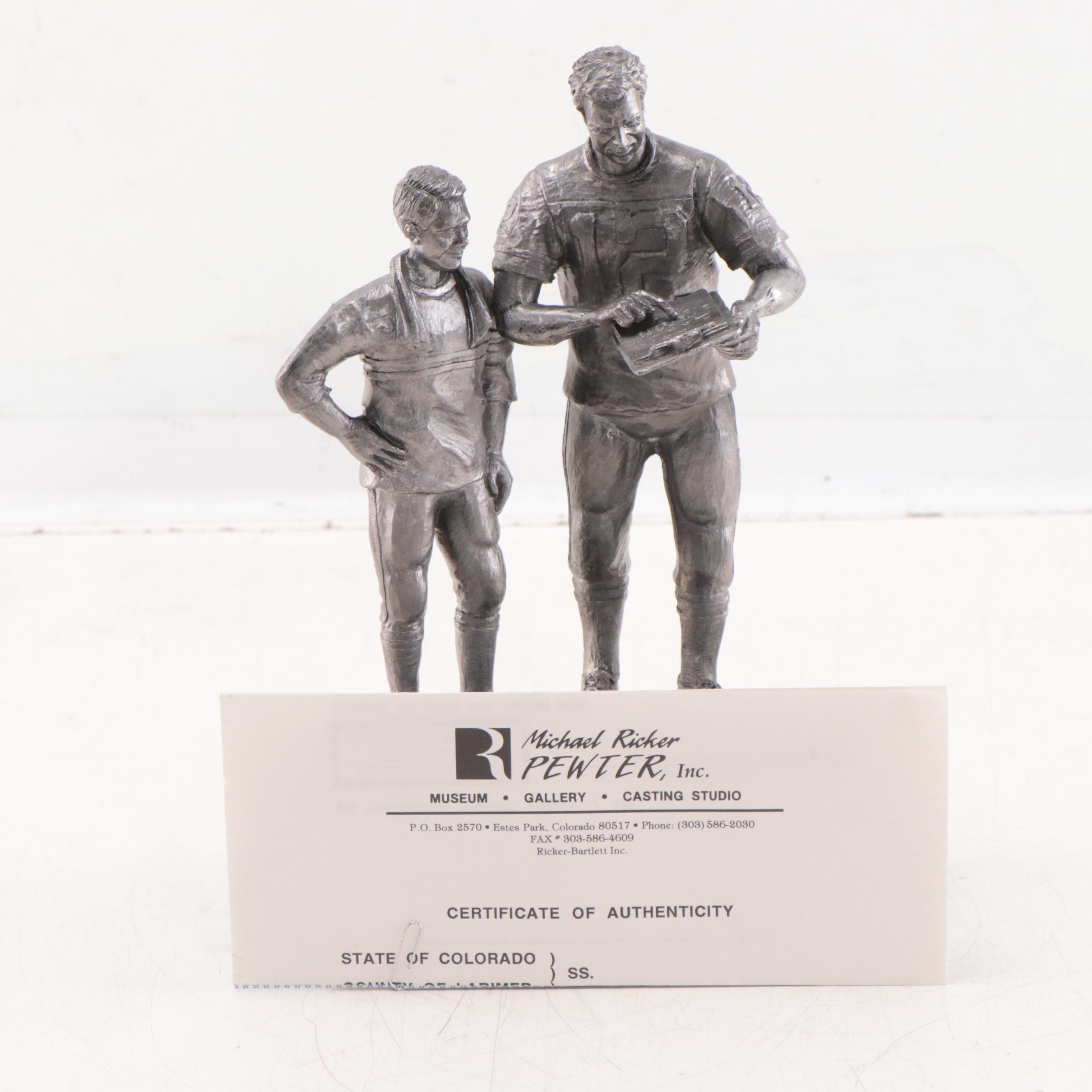 Roger Staubach Signed "The Legend Lives" Pewter Sculpture by Michael Ricker