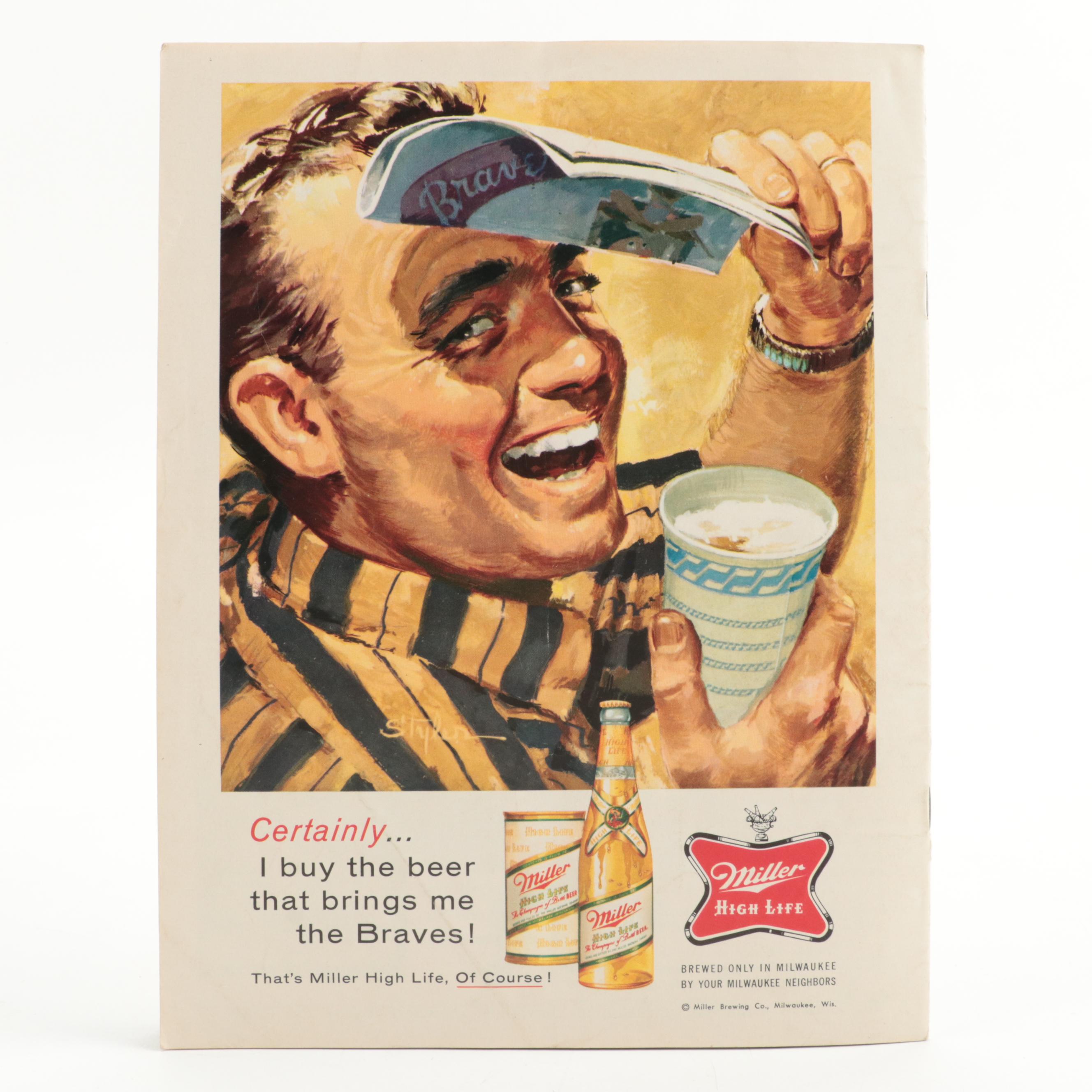 1954 Preferred Products Mathews, Adcock Baseball Portraits with Braves Scorecard