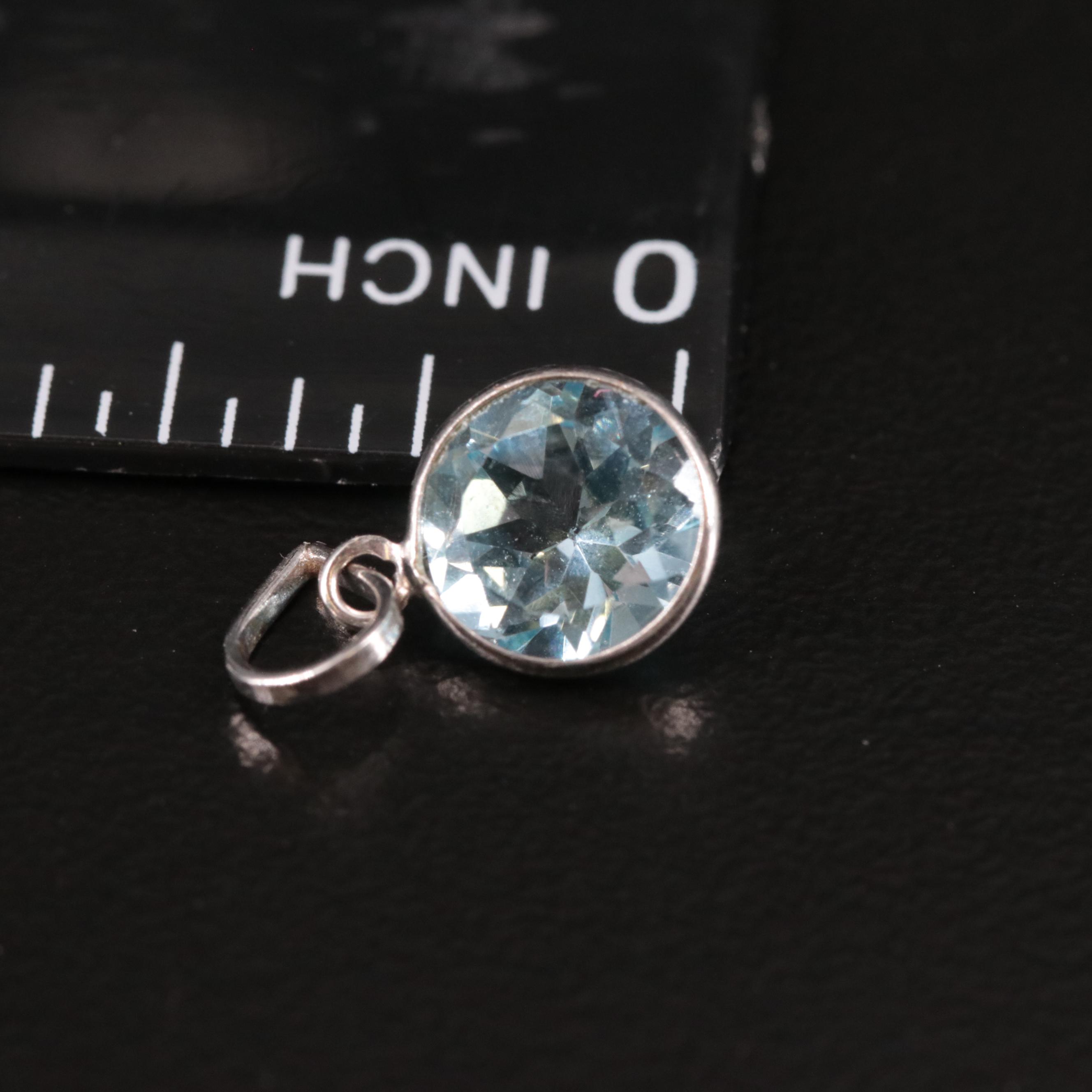 14K Blue Topaz Pendant