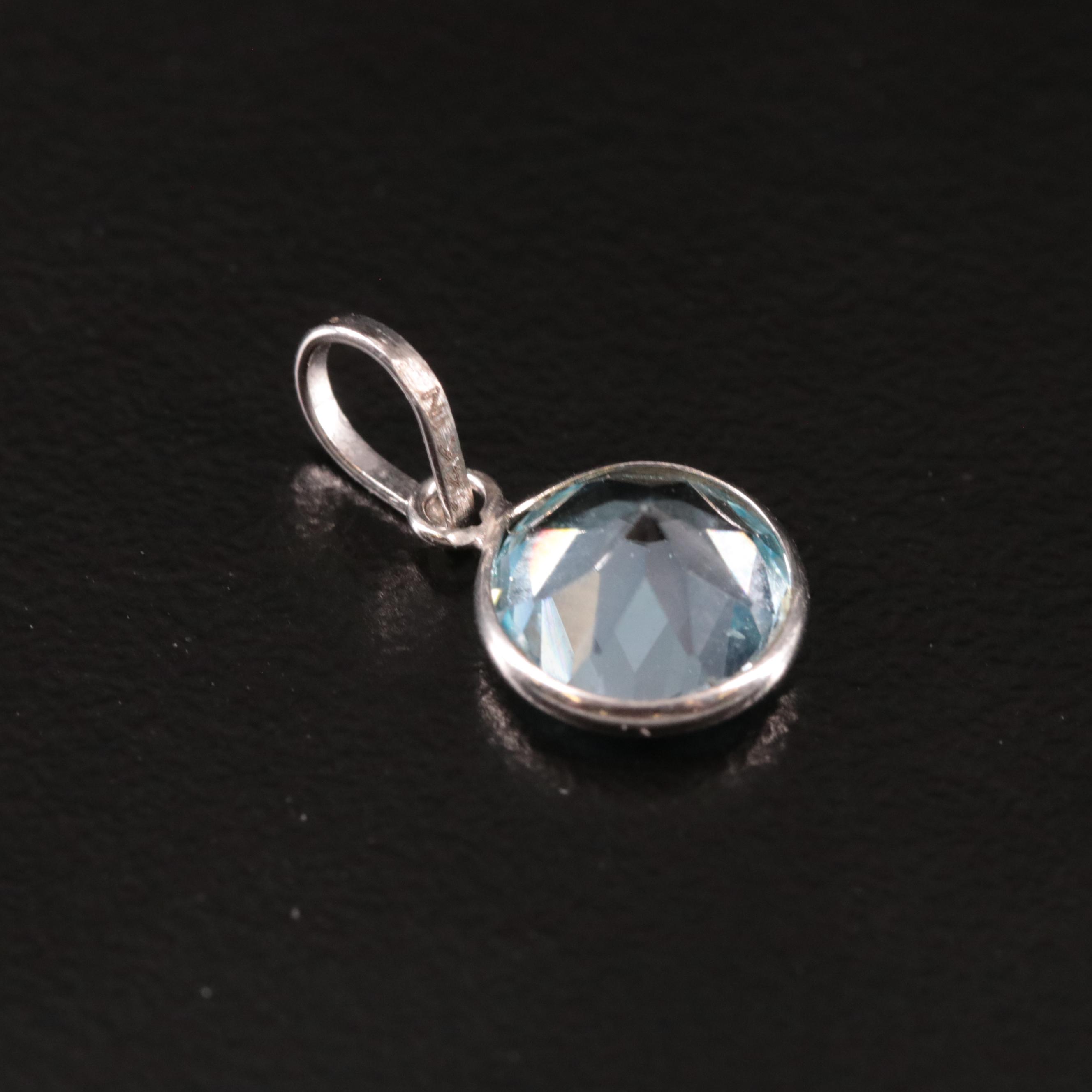 14K Blue Topaz Pendant