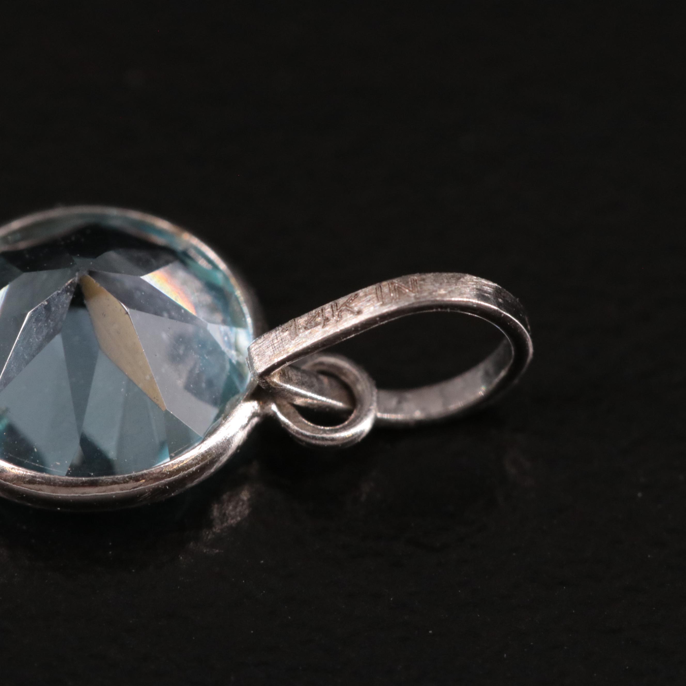 14K Blue Topaz Pendant