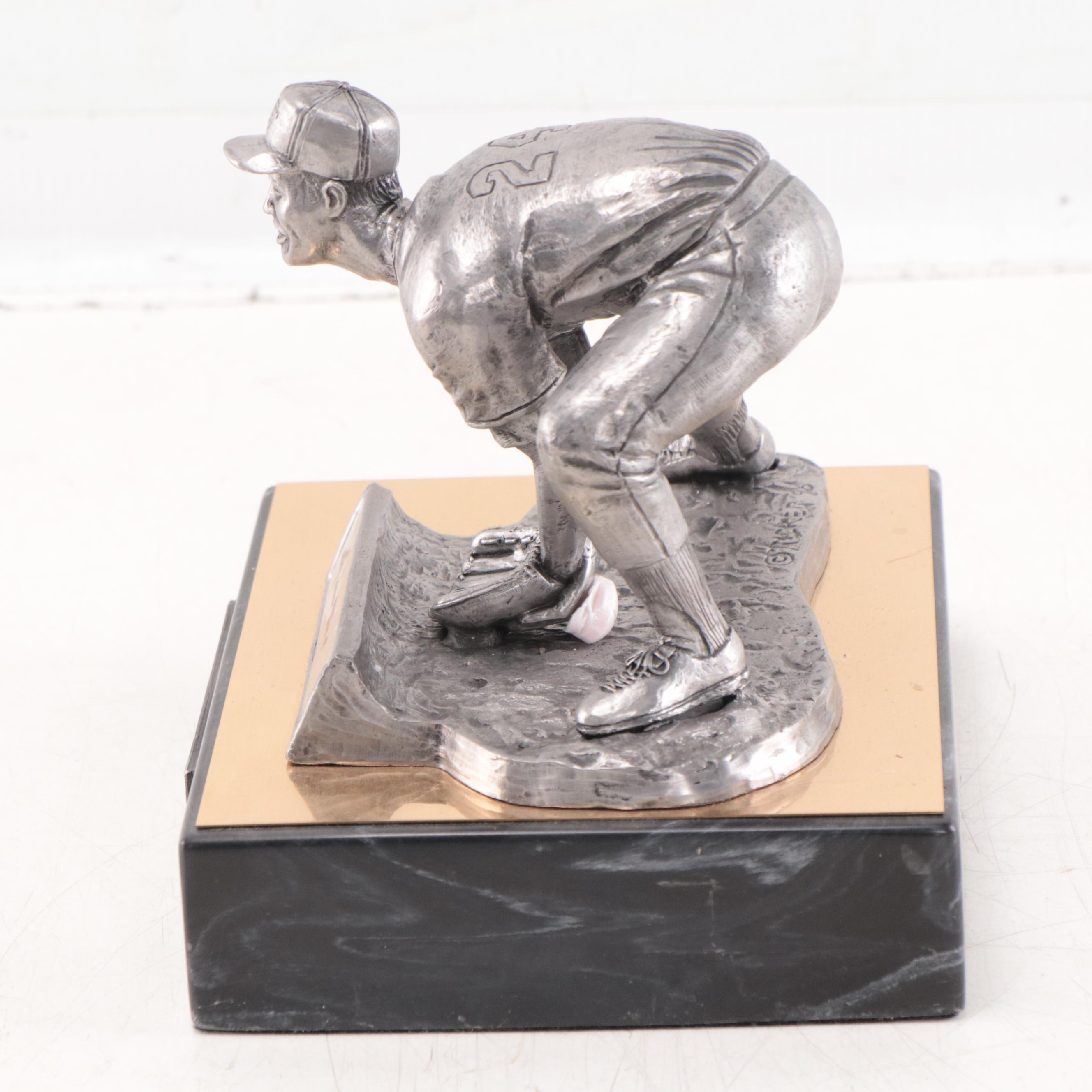 Willie Mays Signed "The Legend Lives" Pewter Sculpture by Michael Ricker, 1996