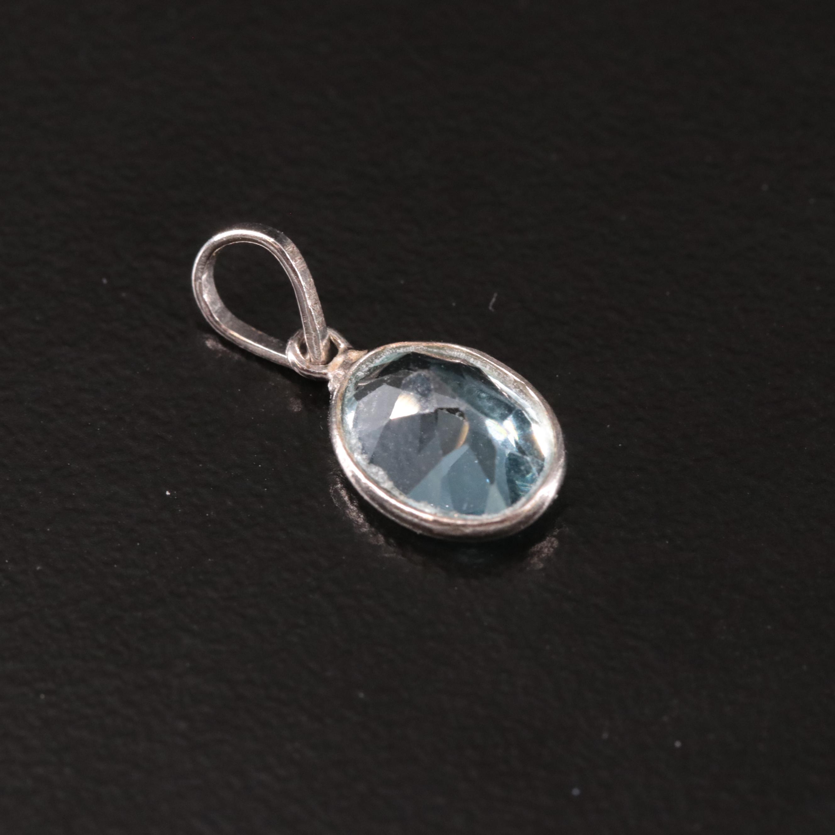 14K Blue Topaz Pendant