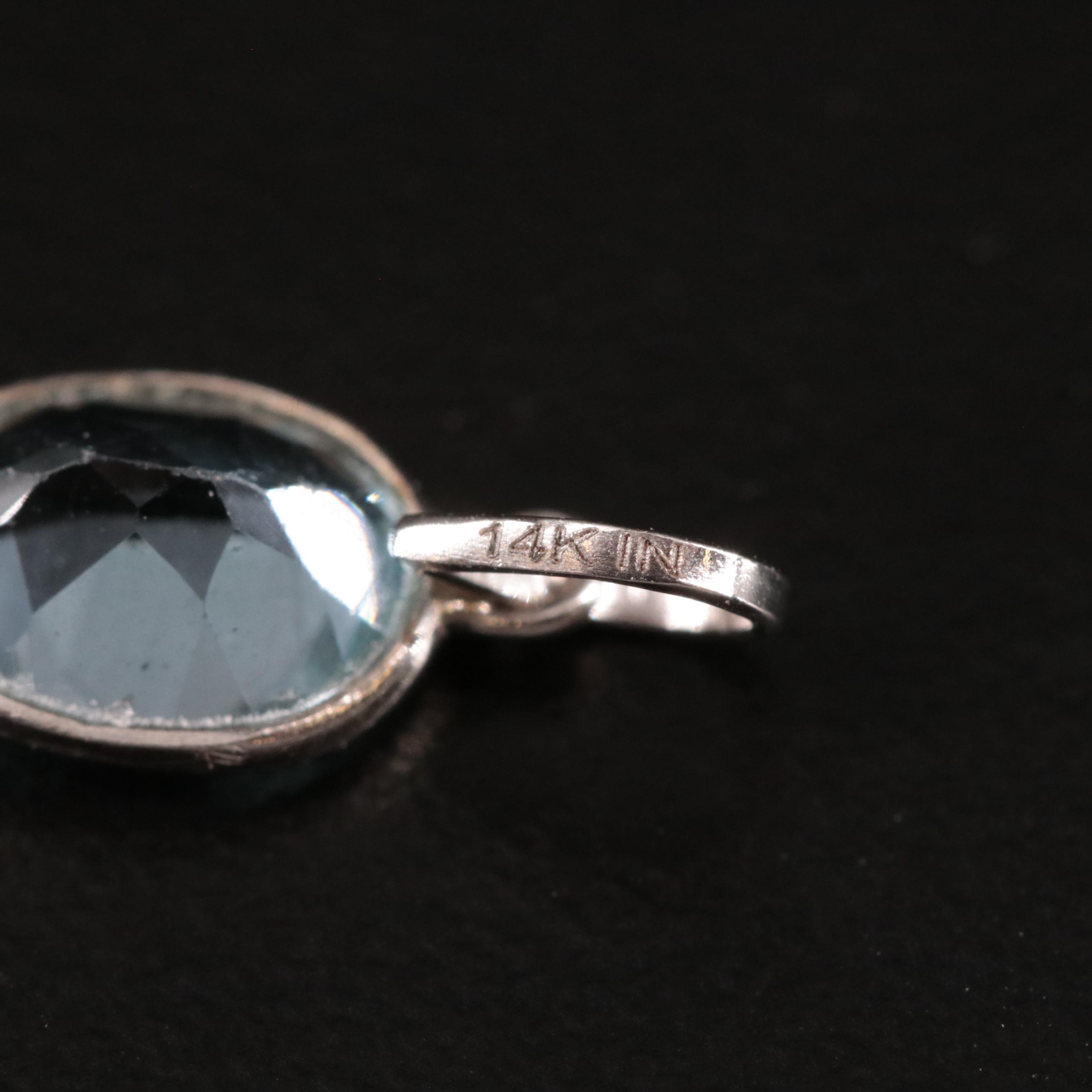 14K Blue Topaz Pendant