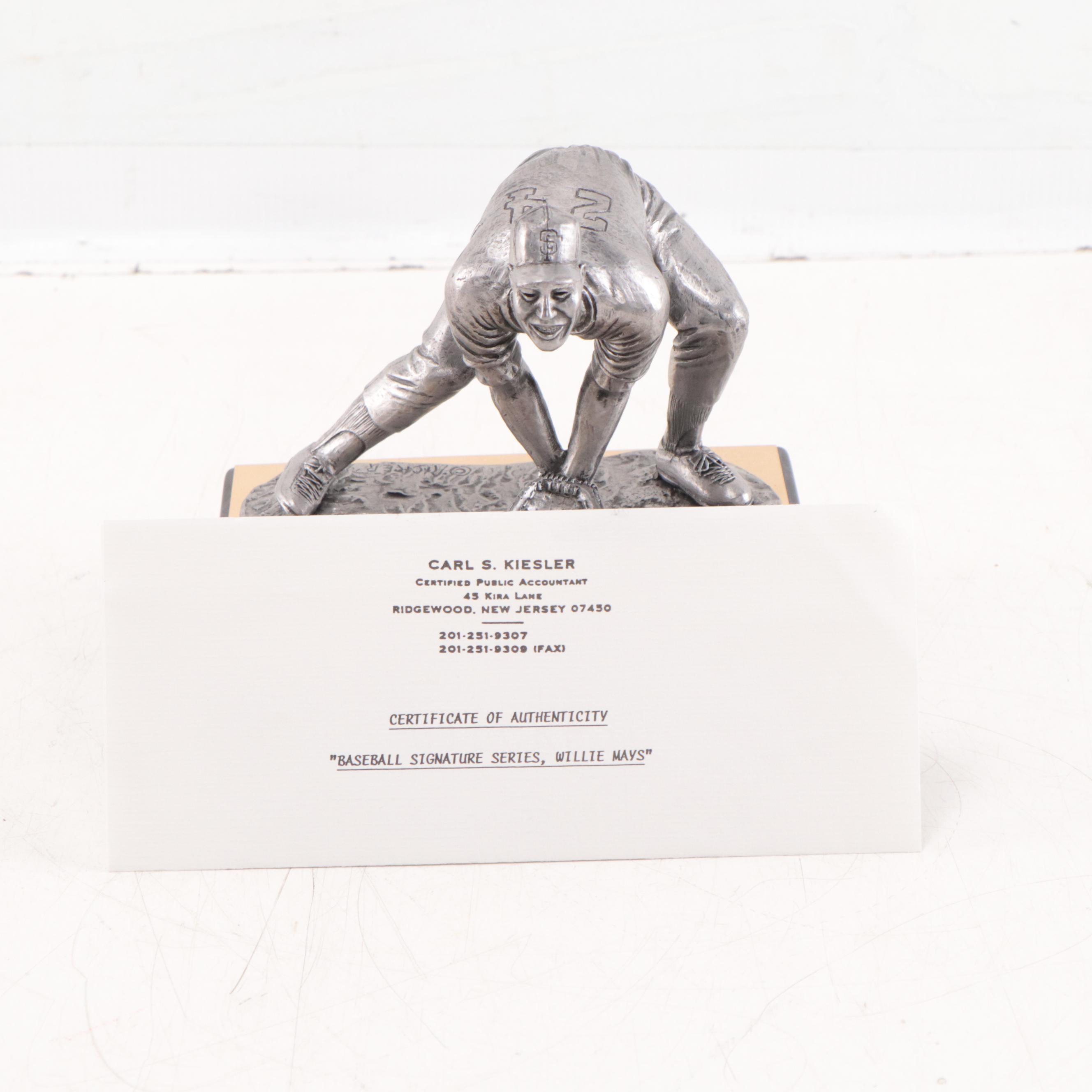 Willie Mays Signed "The Legend Lives" Pewter Sculpture by Michael Ricker, 1996