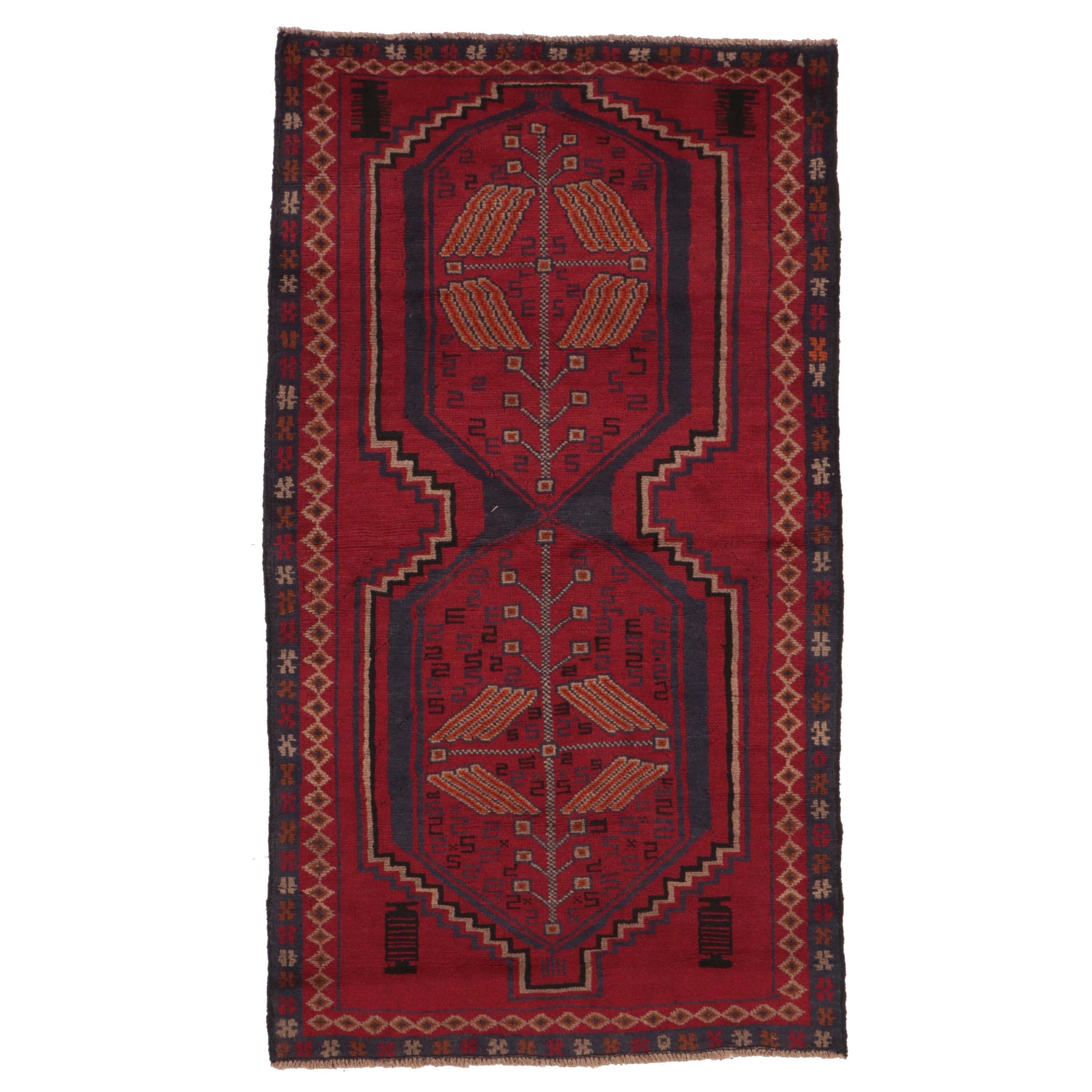 3'10 x 6'9 Hand-Knotted Afghan Baluch Area Rug