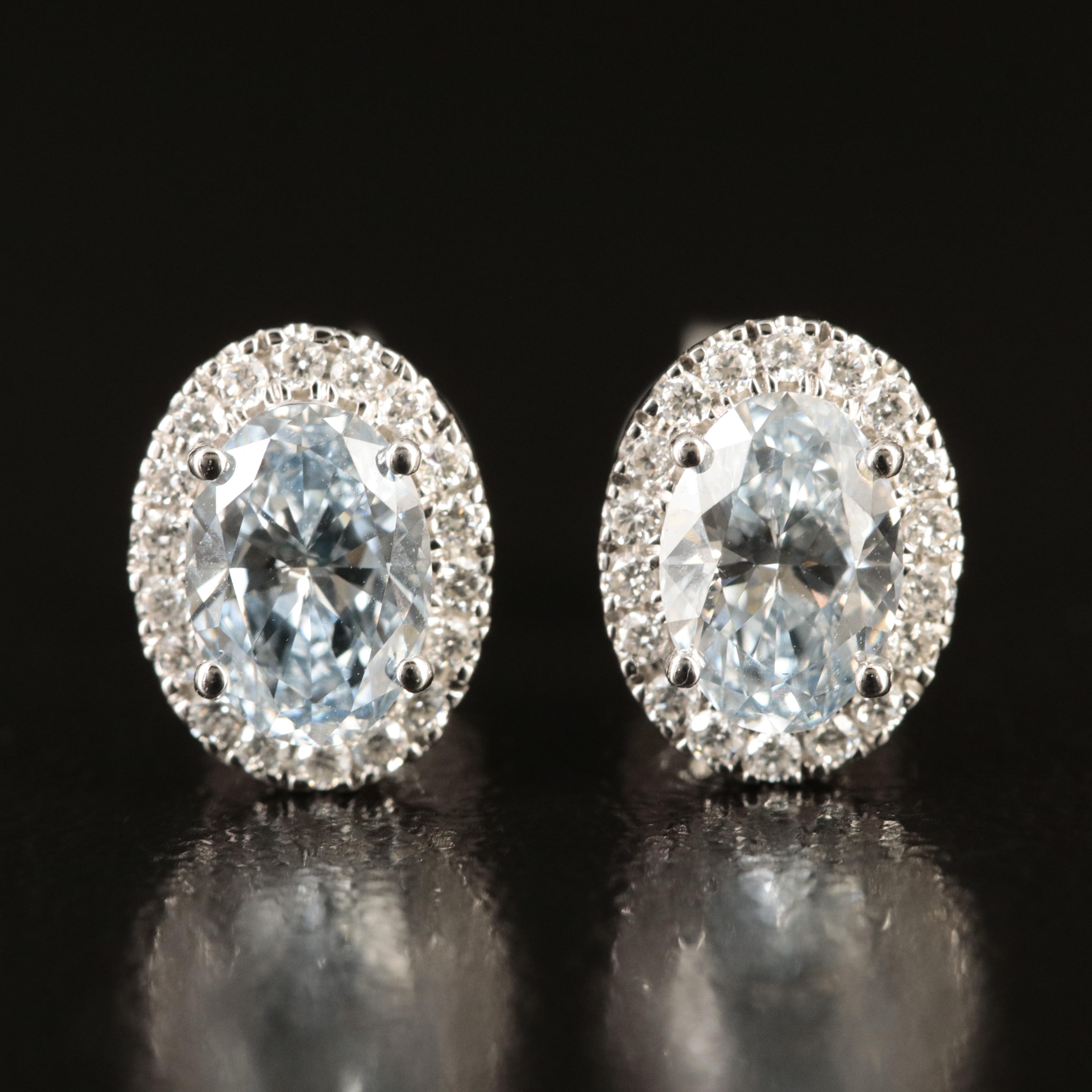 14K 1.38 CTW Lab Grown Diamond Halo Stud Earrings