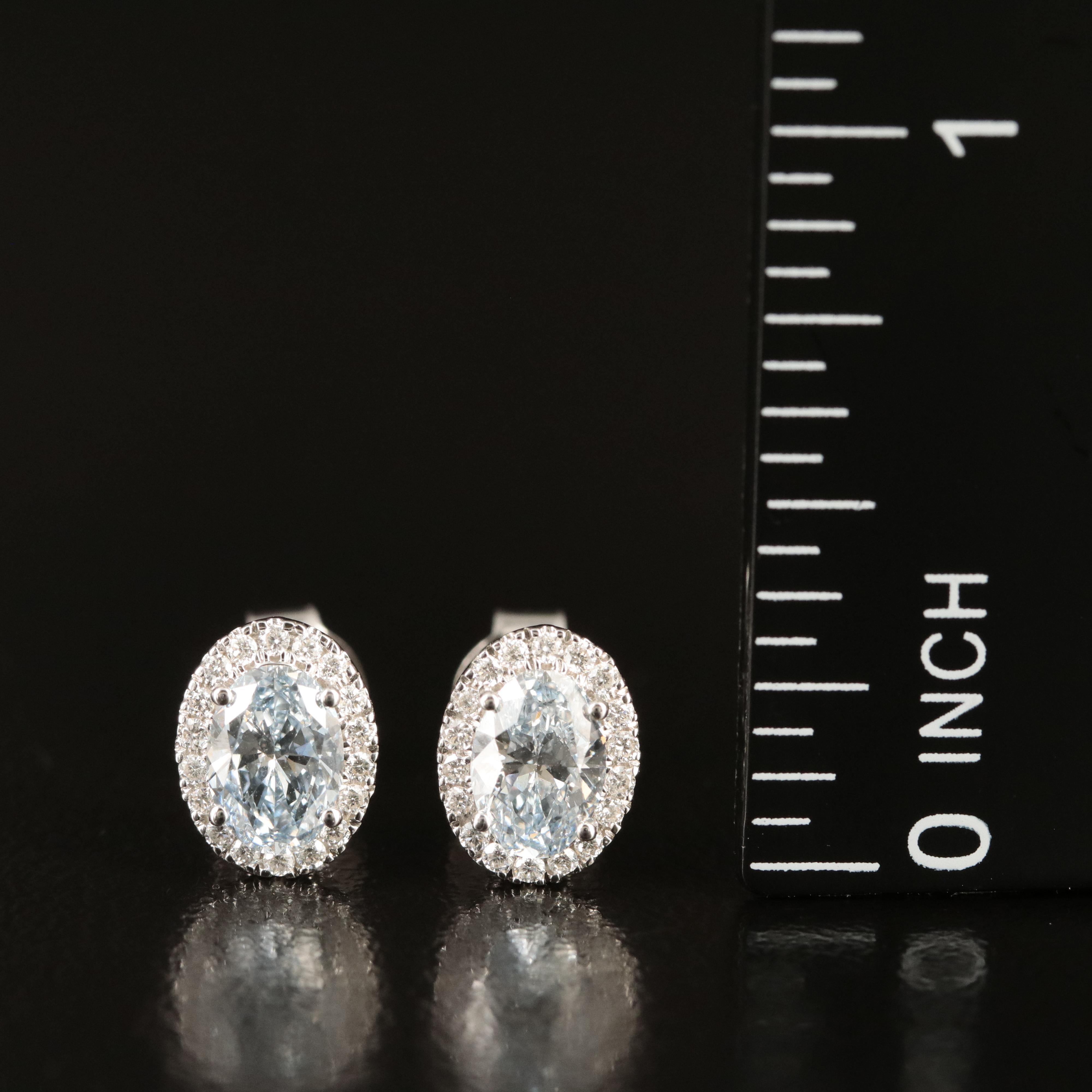 14K 1.38 CTW Lab Grown Diamond Halo Stud Earrings