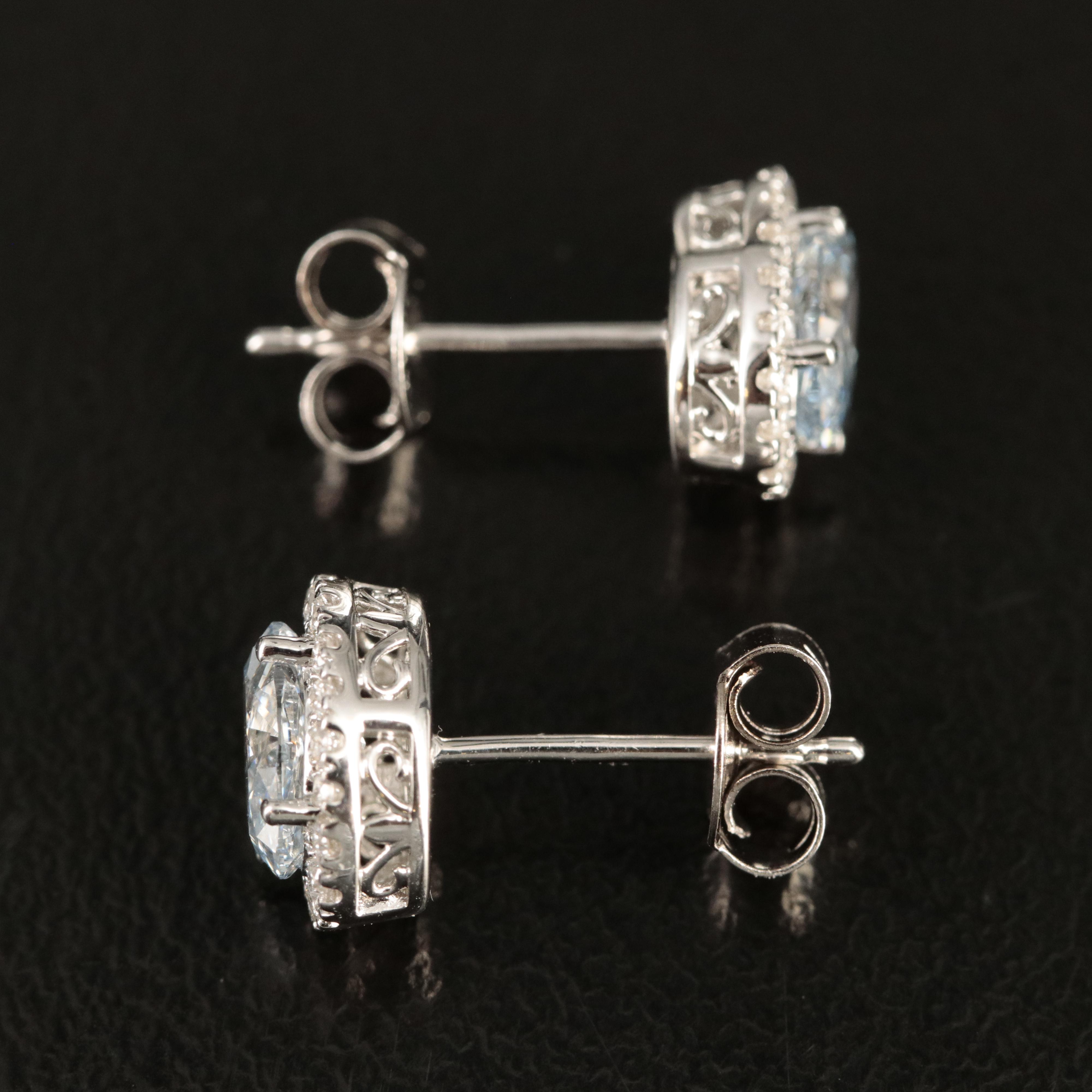 14K 1.38 CTW Lab Grown Diamond Halo Stud Earrings
