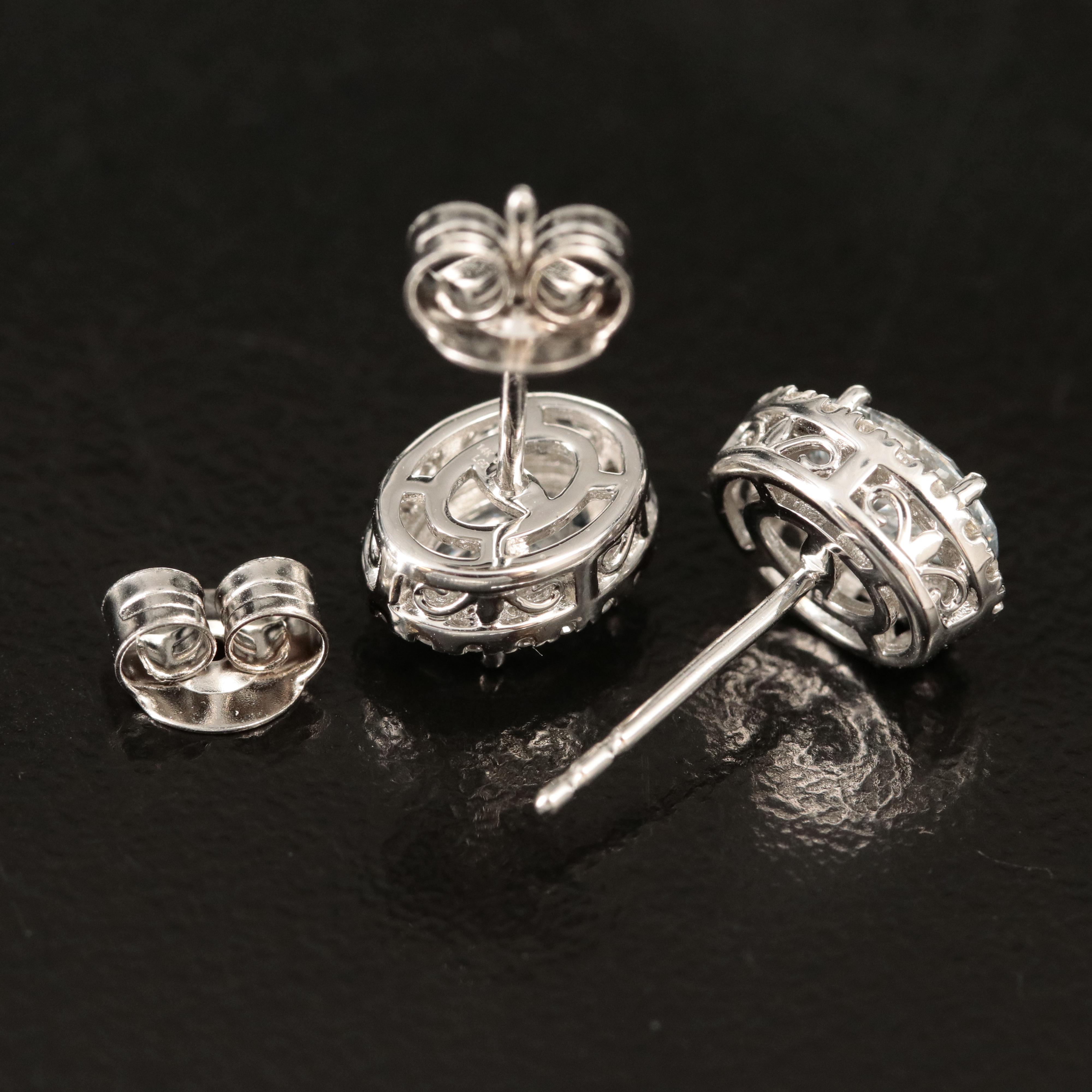 14K 1.38 CTW Lab Grown Diamond Halo Stud Earrings