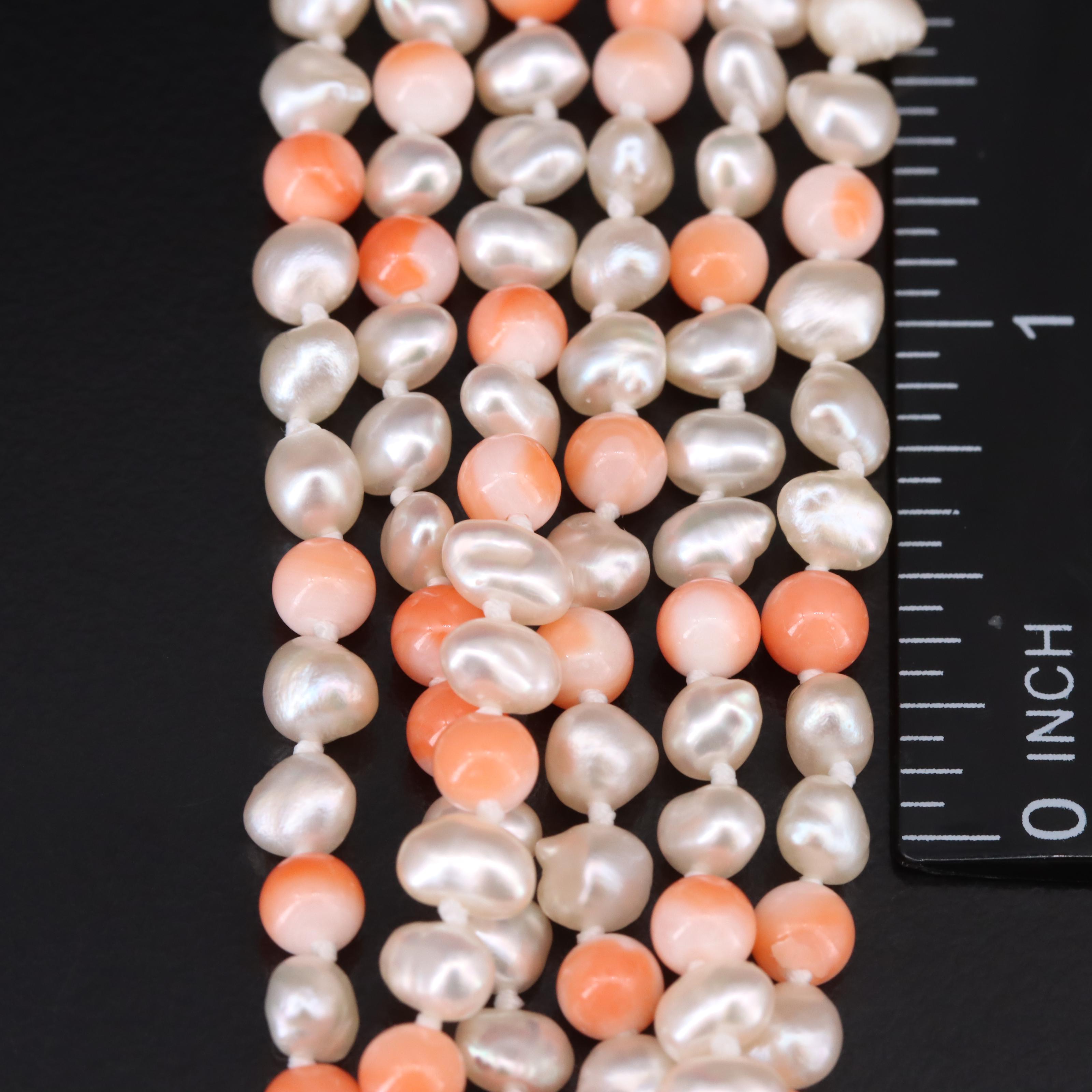 Vintage Coral and Pearl Torsade with 14K Clasp