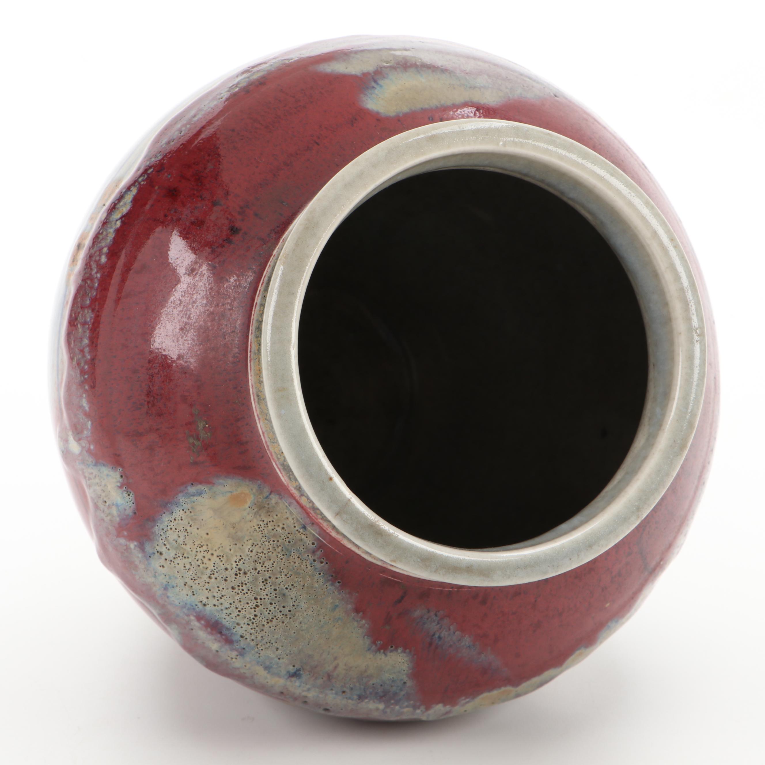 Signed Contemporary Studio Pottery Wheel-Thrown Glazed Earthenware Vase