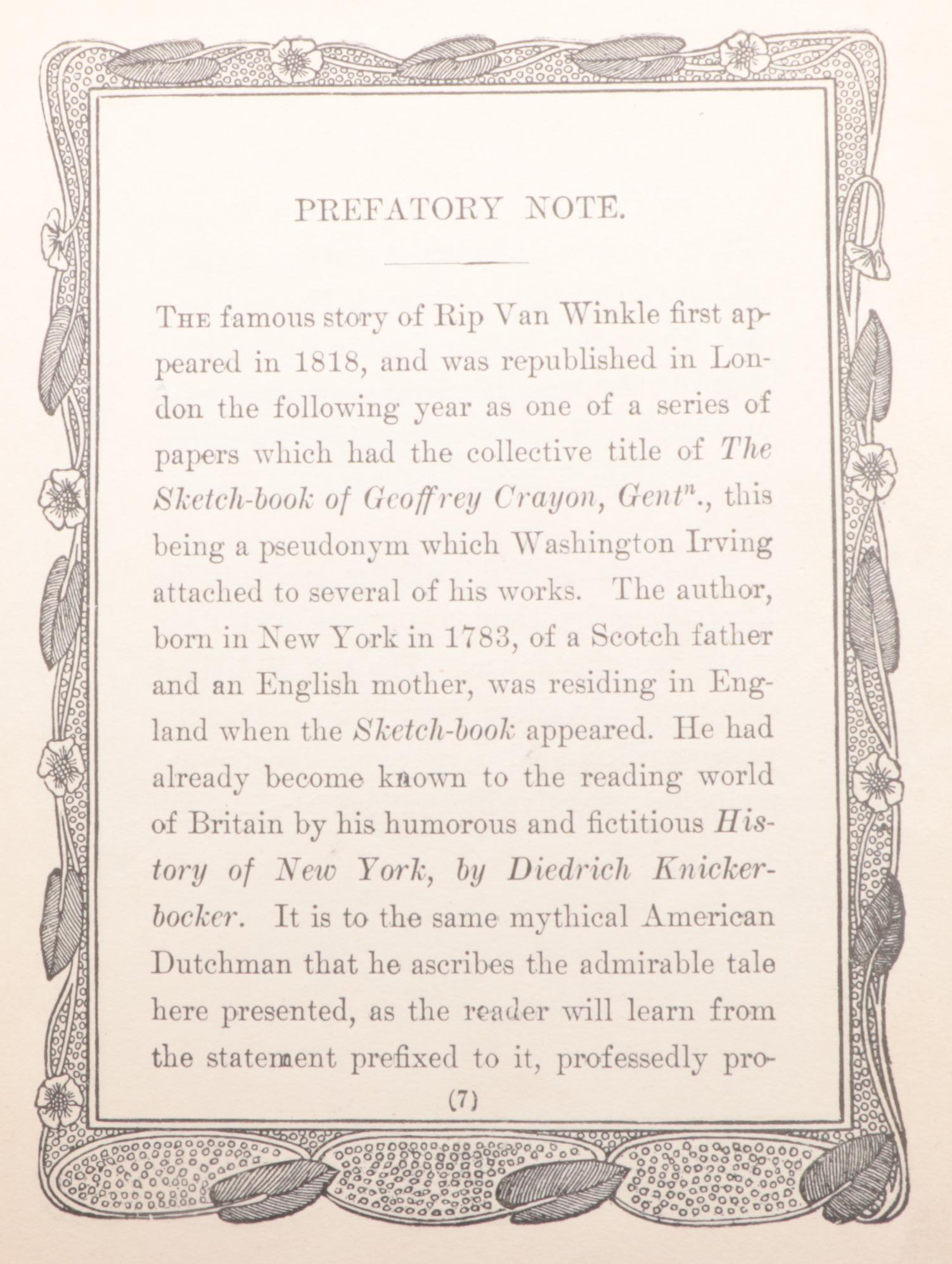 "Rip Van Winkle" by Washington Irving with "The Works of Arthur Conan Doyle"
