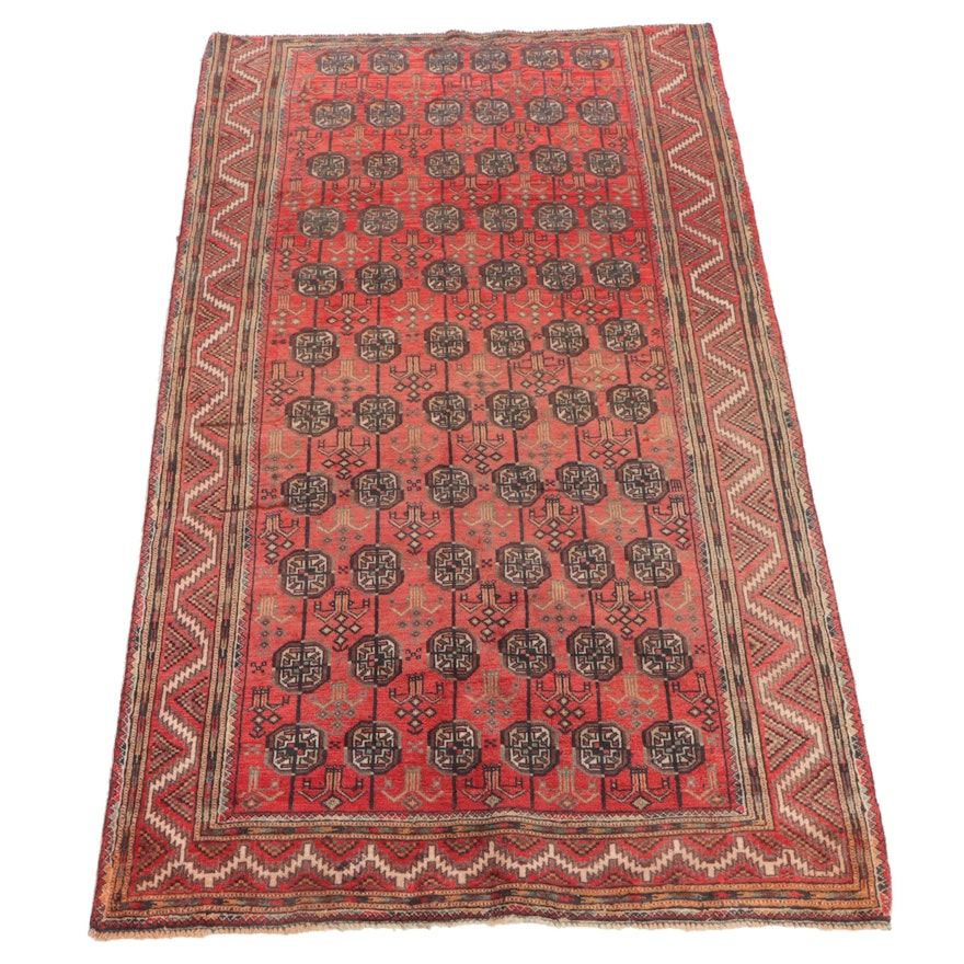 3'11 x 7'2 Hand-Knotted Afghan Turkmen Area Rug