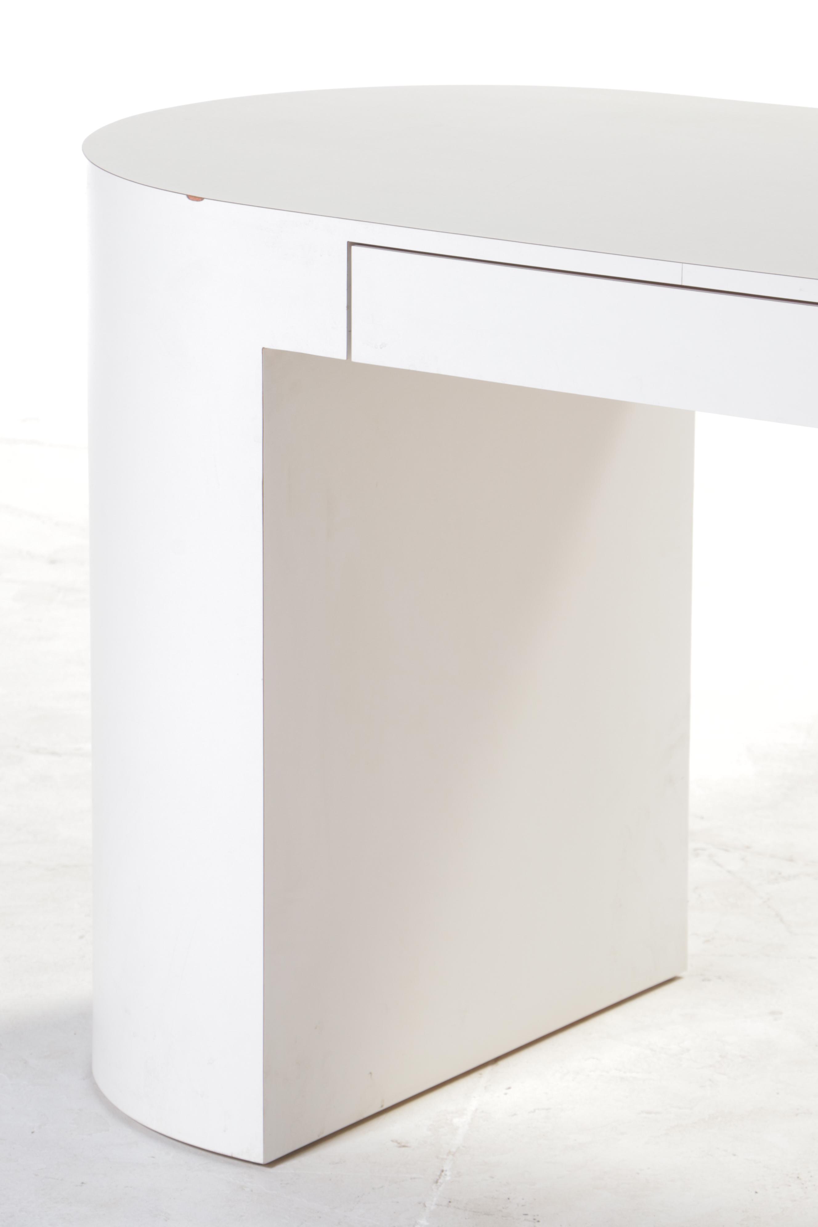 Post Modernist White Laminate Single-Drawer Desk, Late 20th Century
